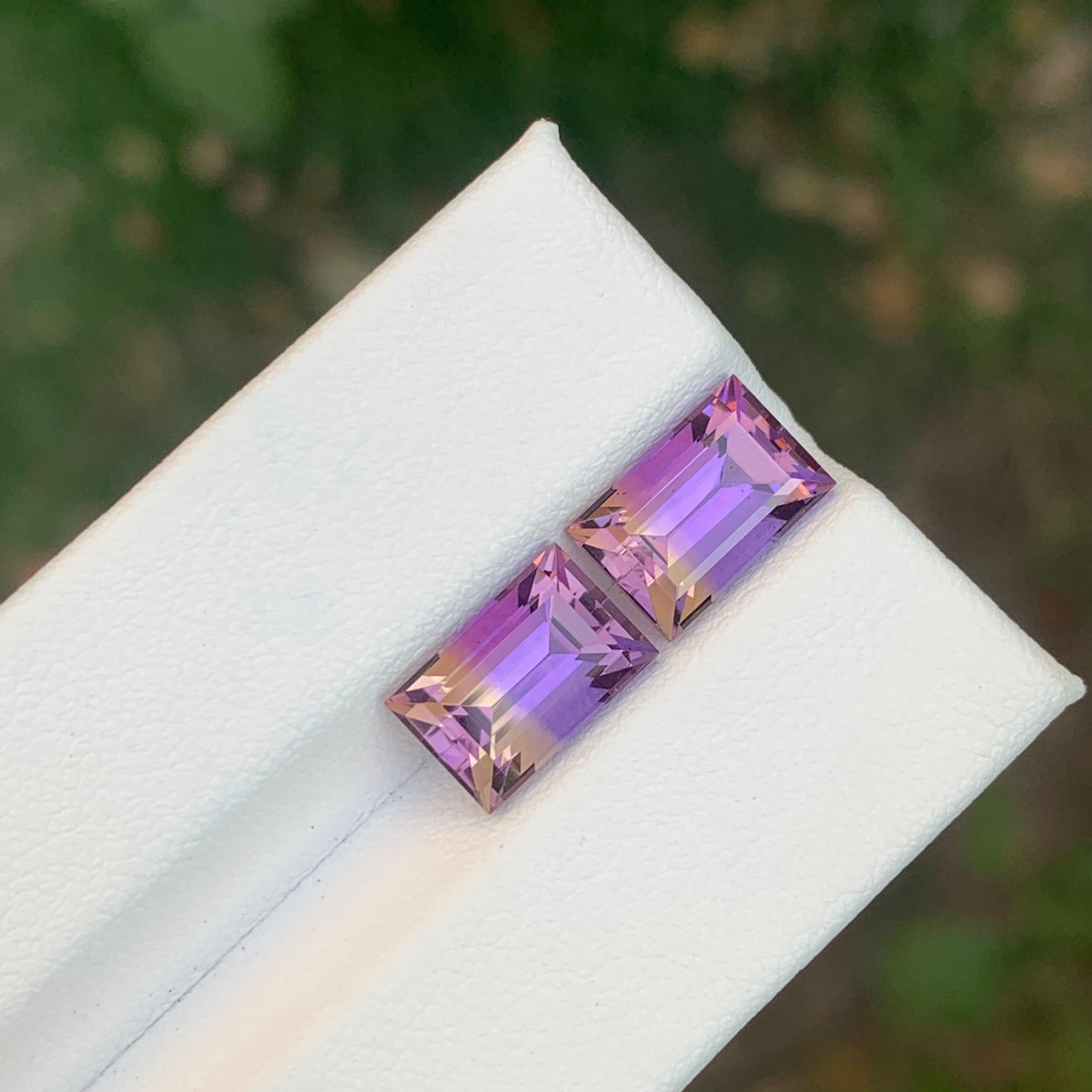 5.80 Carat Natural Loose Ametrine Pair Baguette Shape Gemstone For Earrings en venta 1