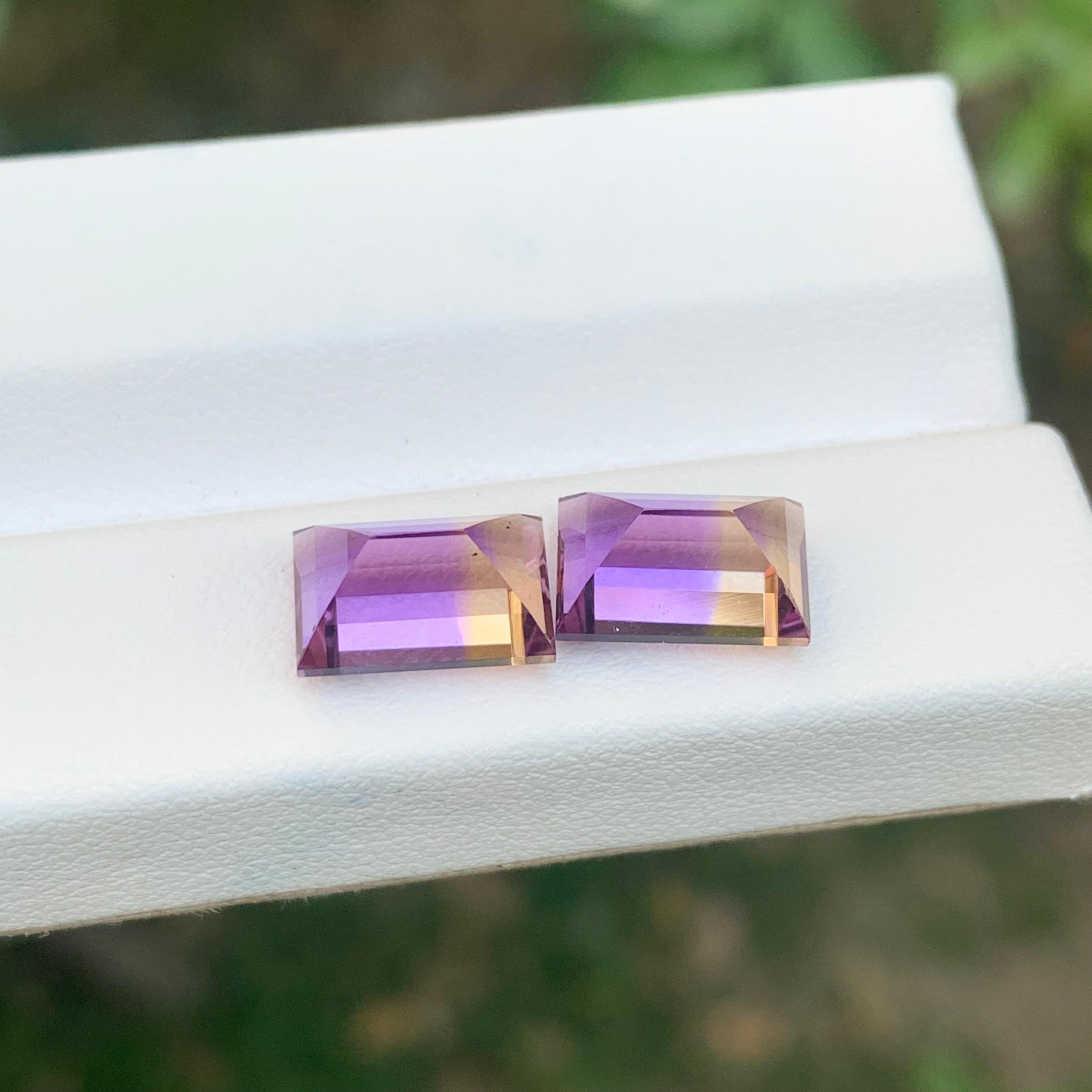 5.80 Carat Natural Loose Ametrine Pair Baguette Shape Gemstone For Earrings en venta 2