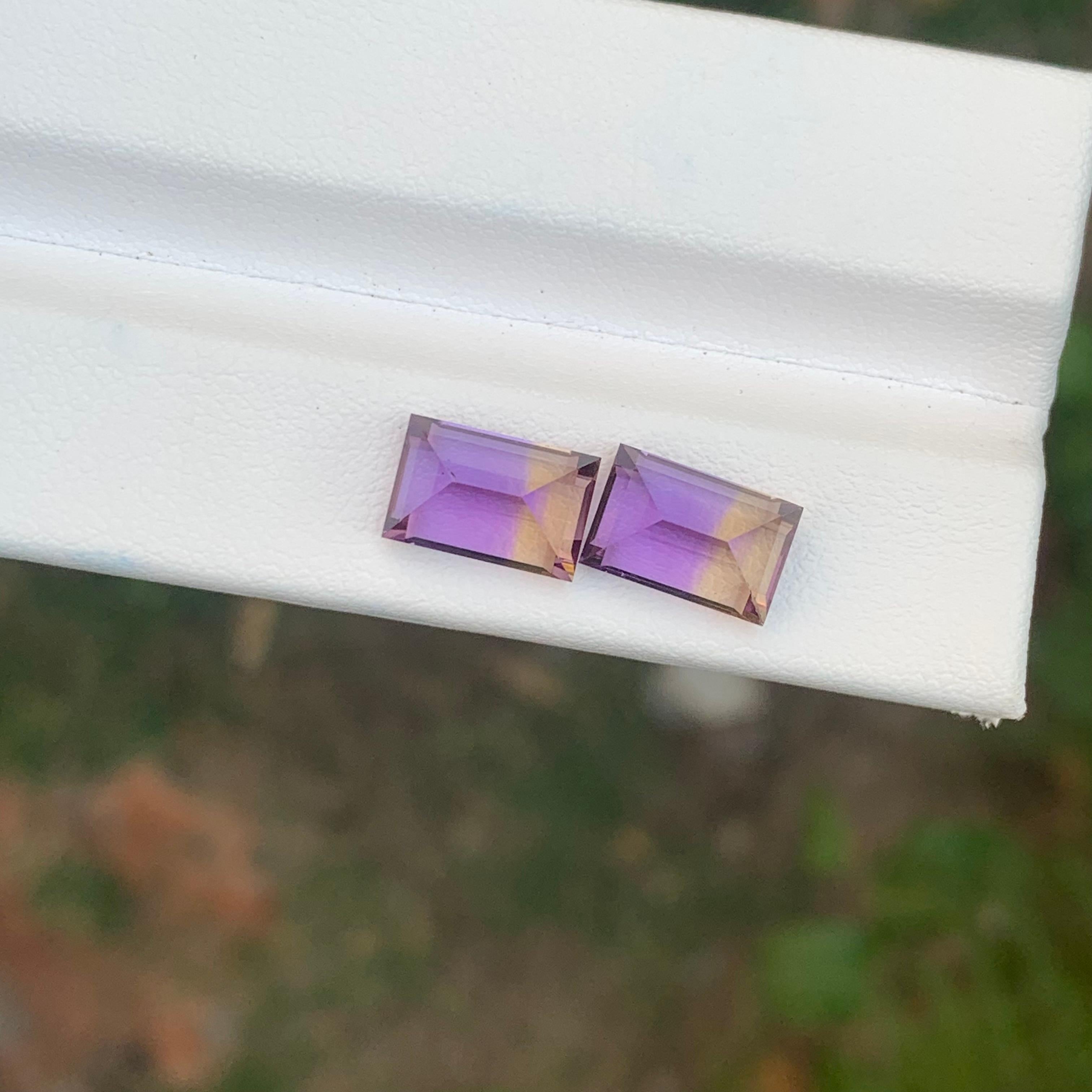 5.80 Carat Natural Loose Ametrine Pair Baguette Shape Gemstone For Earrings en venta 3