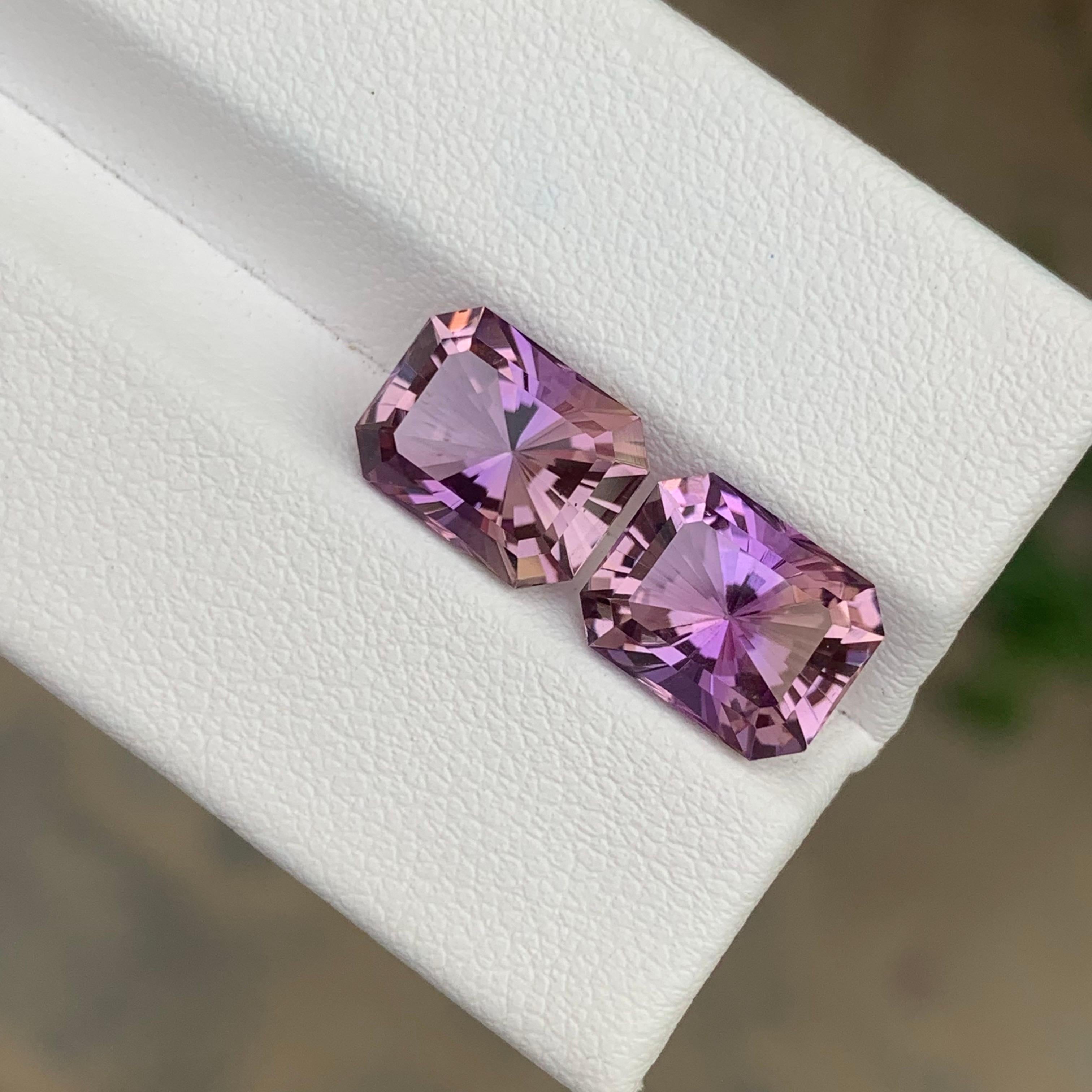 5.80 Carat Natural Loose Ametrine Pair Emerald Shape Gemstone For Sale 6