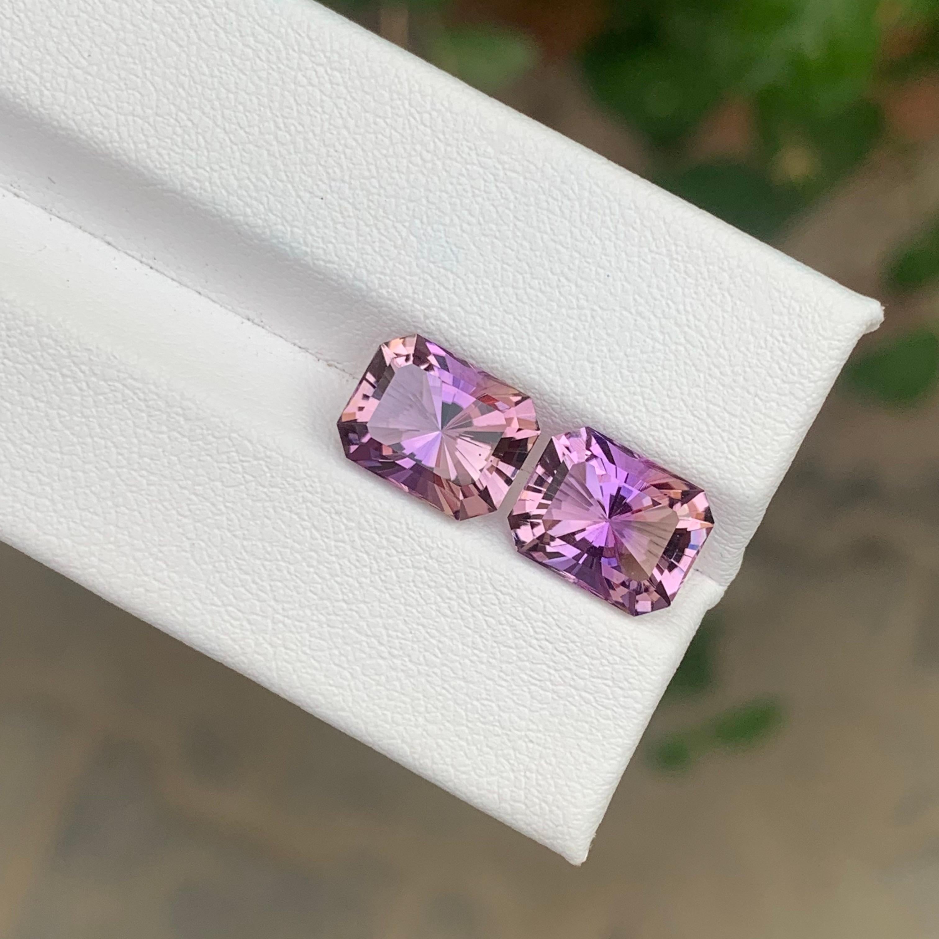 Arts and Crafts 5.80 Carat Natural Loose Ametrine Pair Emerald Shape Gemstone For Sale