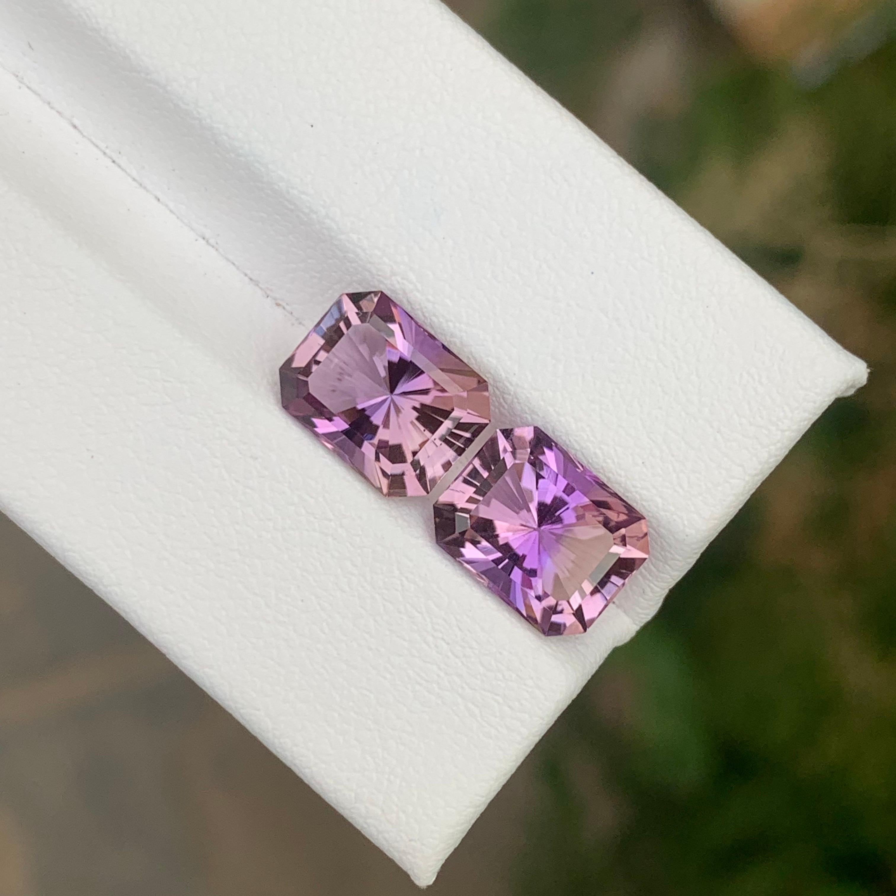 5.80 Carat Natural Loose Ametrine Pair Emerald Shape Gemstone In New Condition For Sale In Peshawar, PK