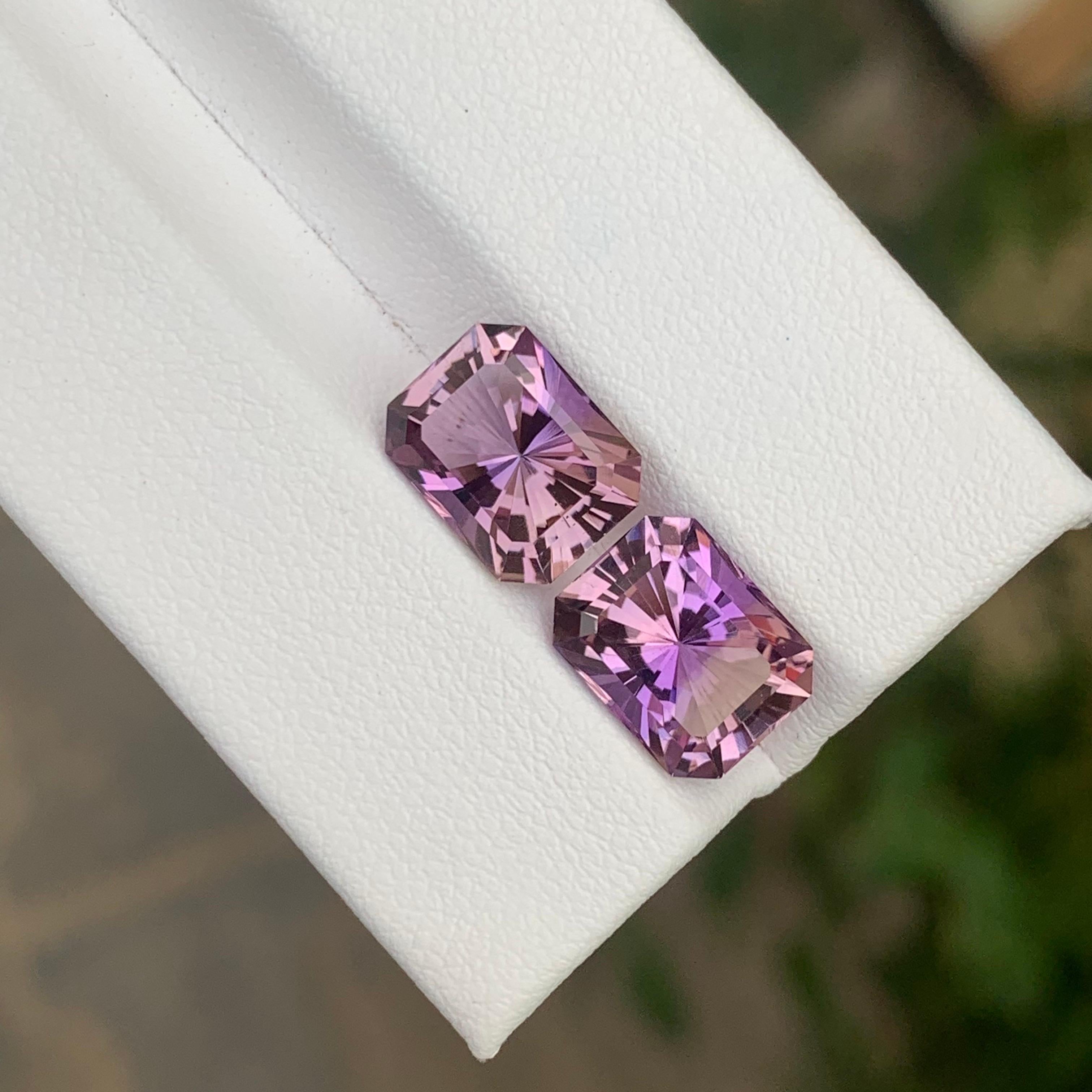 5.80 Carat Natural Loose Ametrine Pair Emerald Shape Gemstone For Sale 2