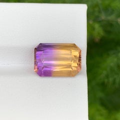 5.80 Carat Natural Loose Bi Color Ametrine Stone Emerald Cut Brazilian Gemstone