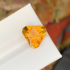 5.80 Carat Natural Loose Golden Citrine Stone Trillion Cut Brazilian Gemstone