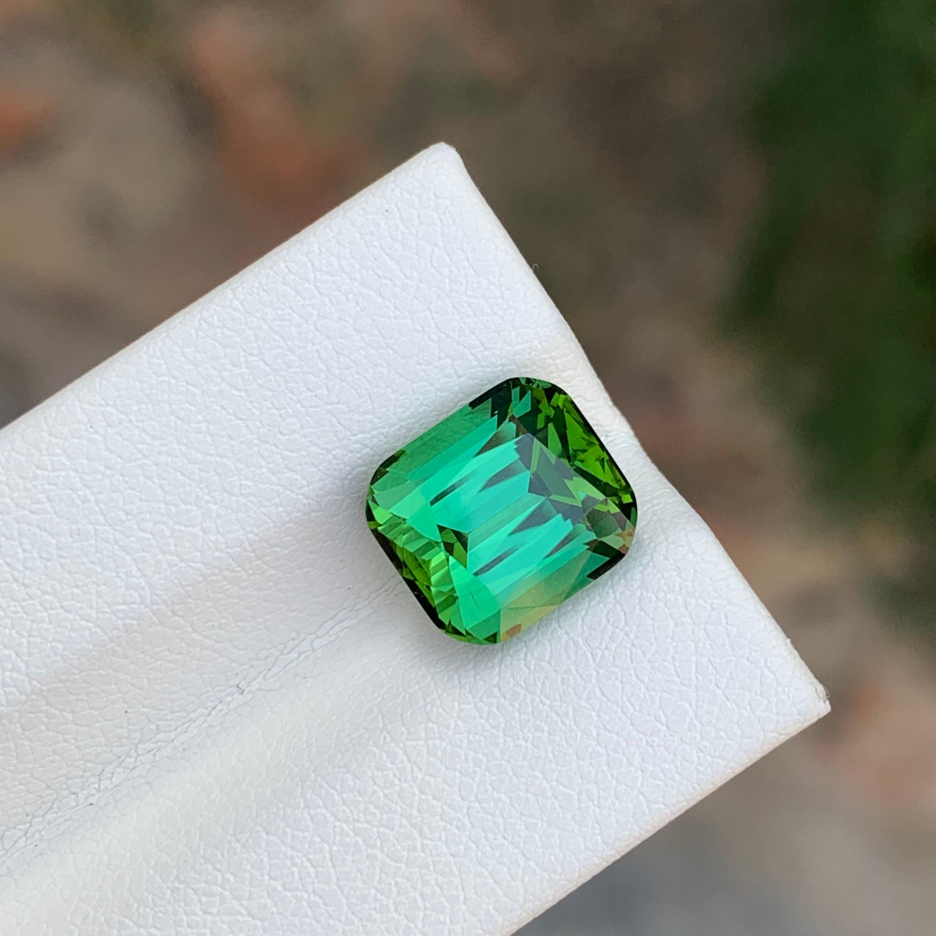5.80 Carat Natural Loose Green Tourmaline Cushion Shape Gemstone (Tourmaline verte en forme de coussin) en vente 4