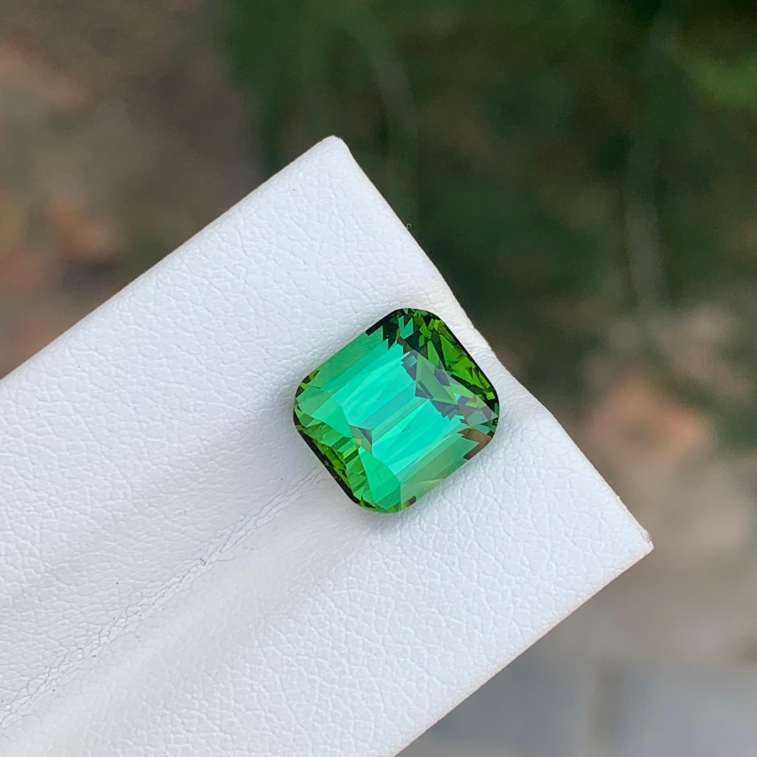 5.80 Carat Natural Loose Green Tourmaline Cushion Shape Gemstone (Tourmaline verte en forme de coussin) en vente 2