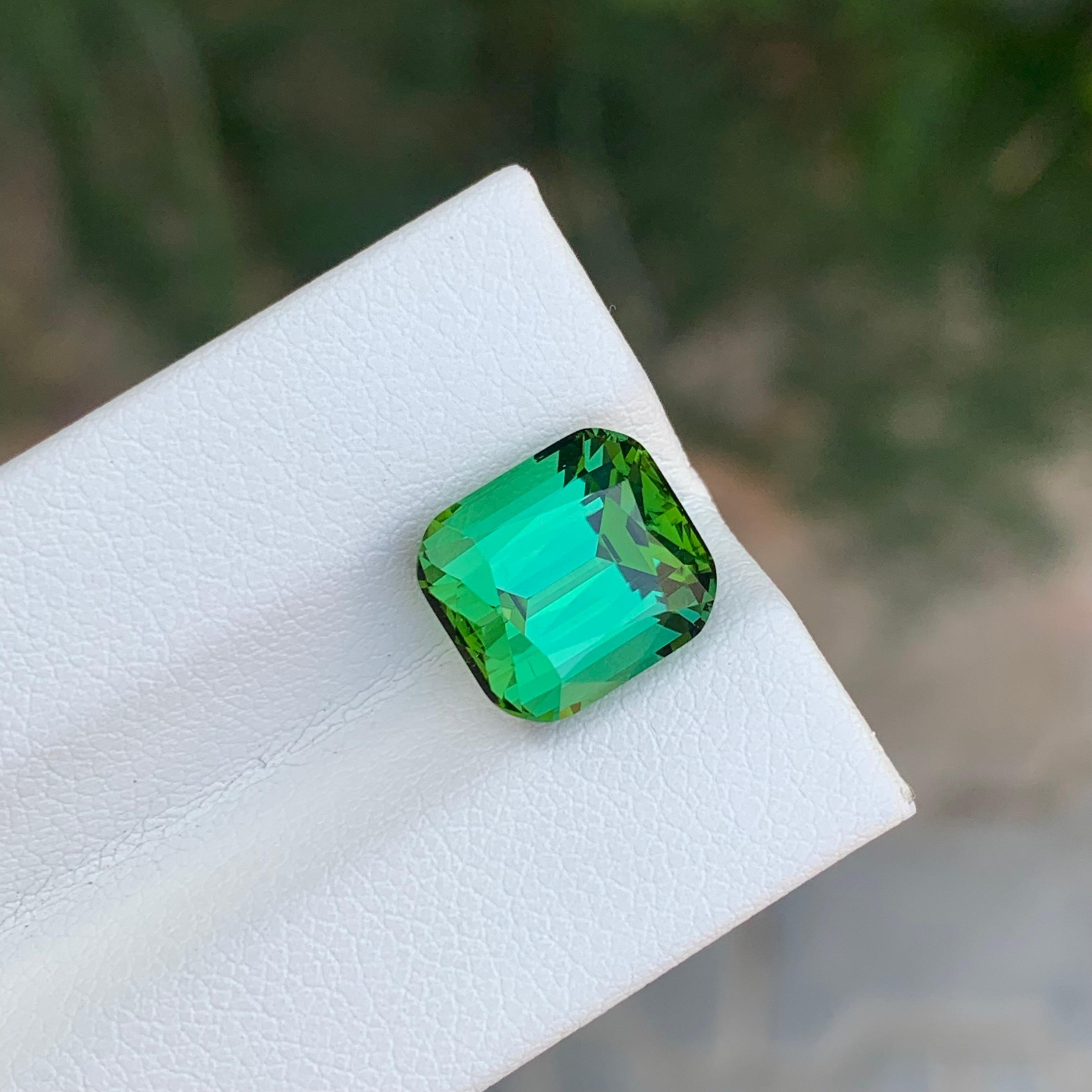 5.80 Carat Natural Loose Green Tourmaline Cushion Shape Gemstone (Tourmaline verte en forme de coussin) en vente 3