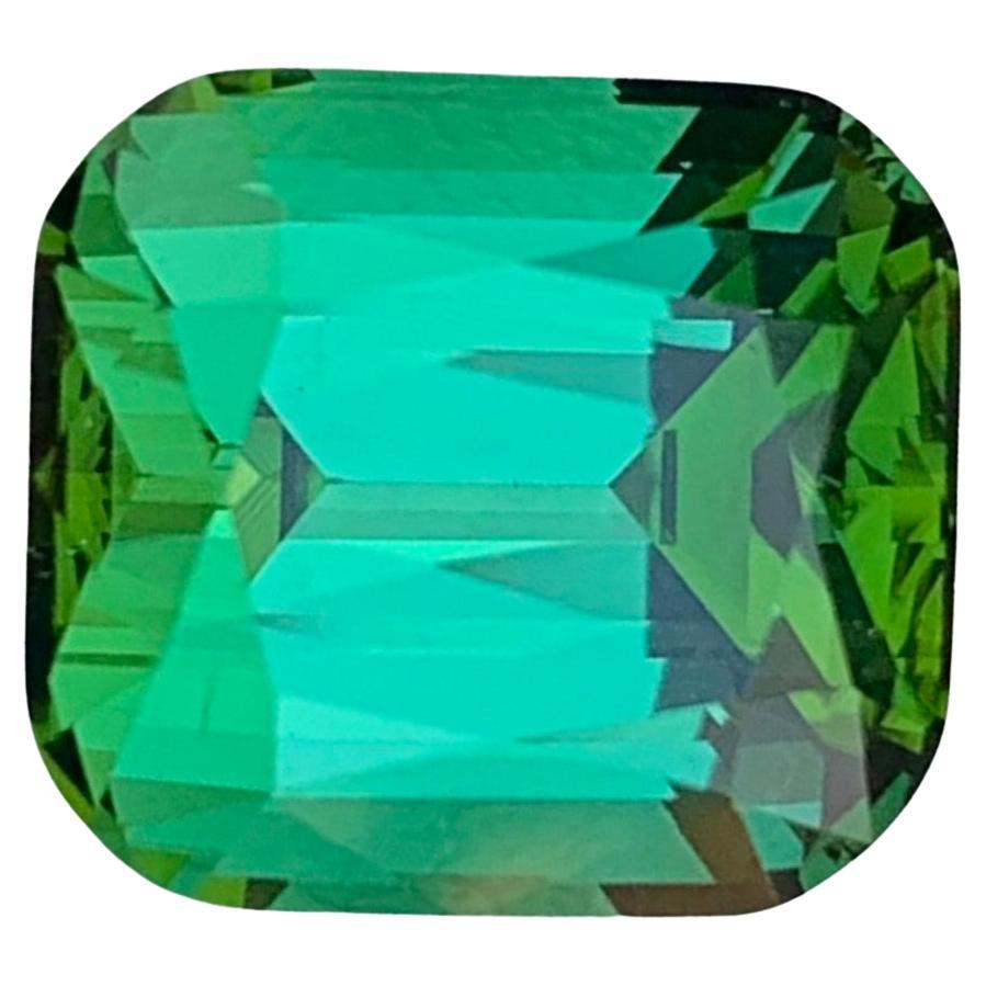 Gema natural suelta de turmalina verde de 5.80 quilates en forma de cojín