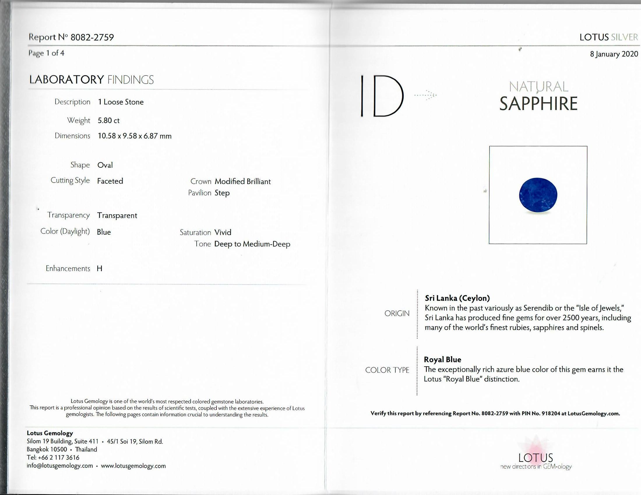 Bague unisexe certifiée avec saphir bleu royal de 5,80 carats et diamants Unisexe en vente