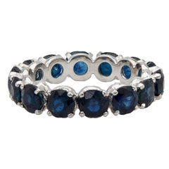 5.80 Carat Total Weight Sapphire 18k White Gold Eternity Band
