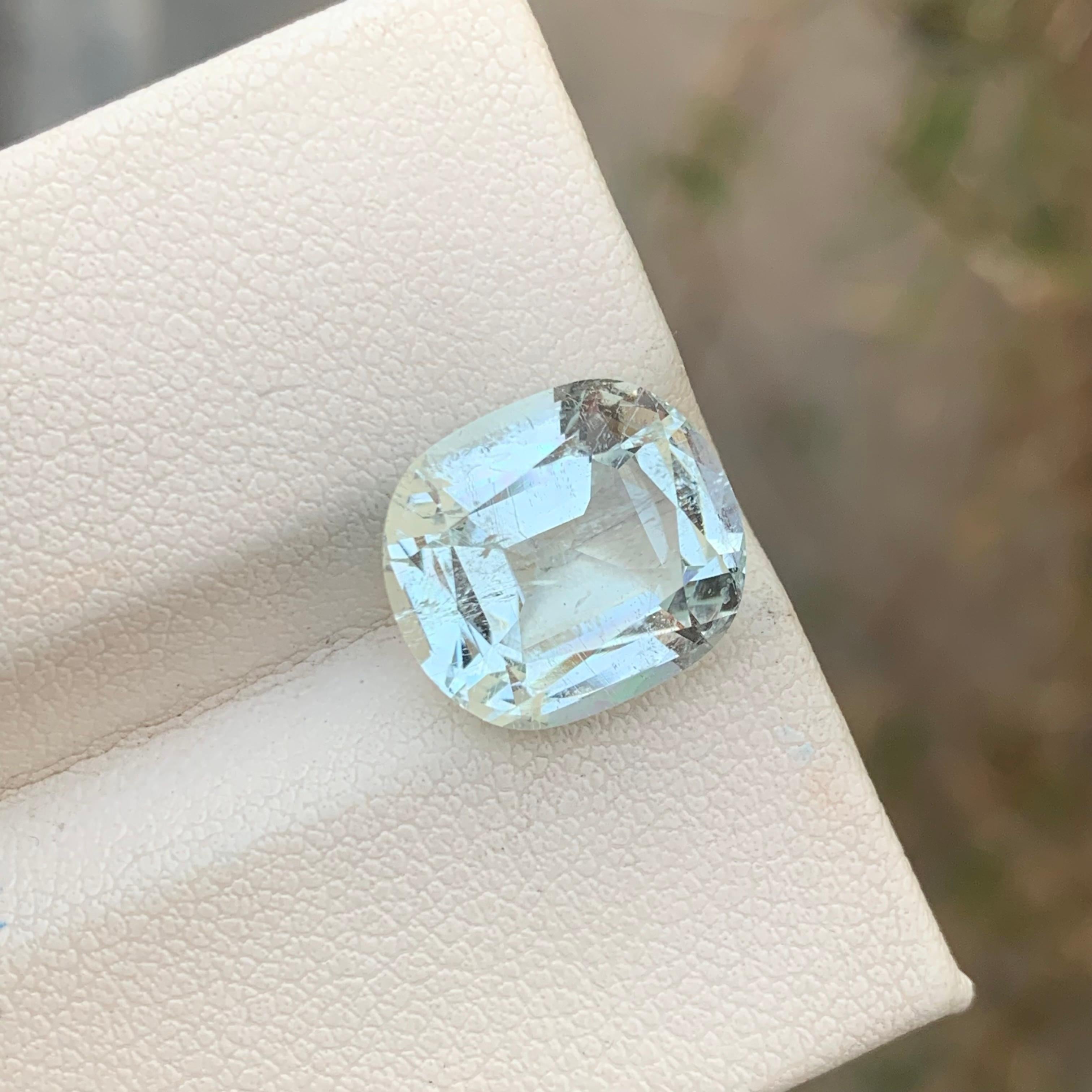 Loose Aquamarine 
Weight: 5.80 Carats 
Dimension: 12.5x11x7 Mm
Origin: Shigar Valley
Shape: Cushion
Quality: Inclusion 
Treatment: Non
Certificate: On Demand
Aquamarine, named after the Latin words for 