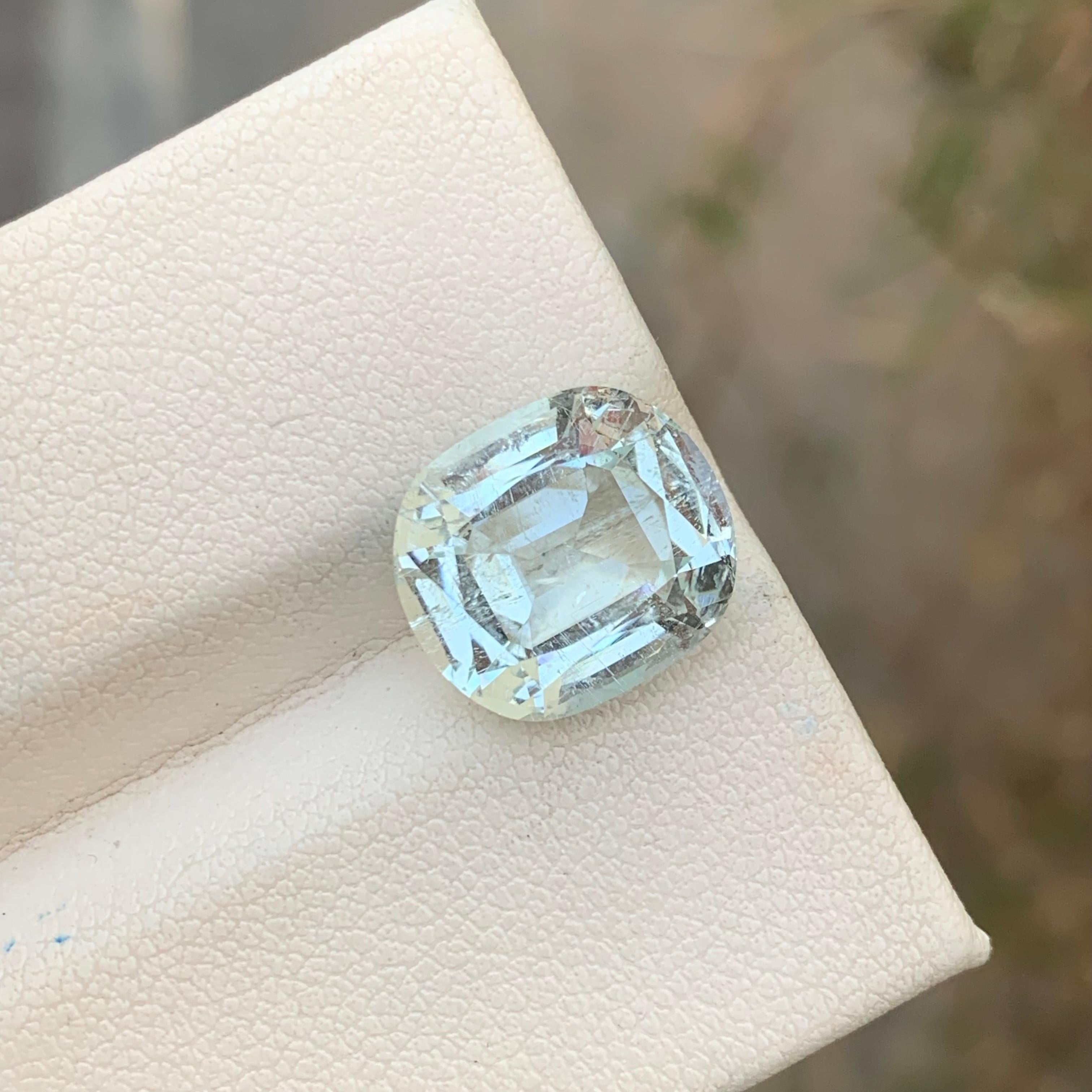 Cushion Cut 5.80 Carats Natural Loose Included Aquamarine Ring Gem For Sale