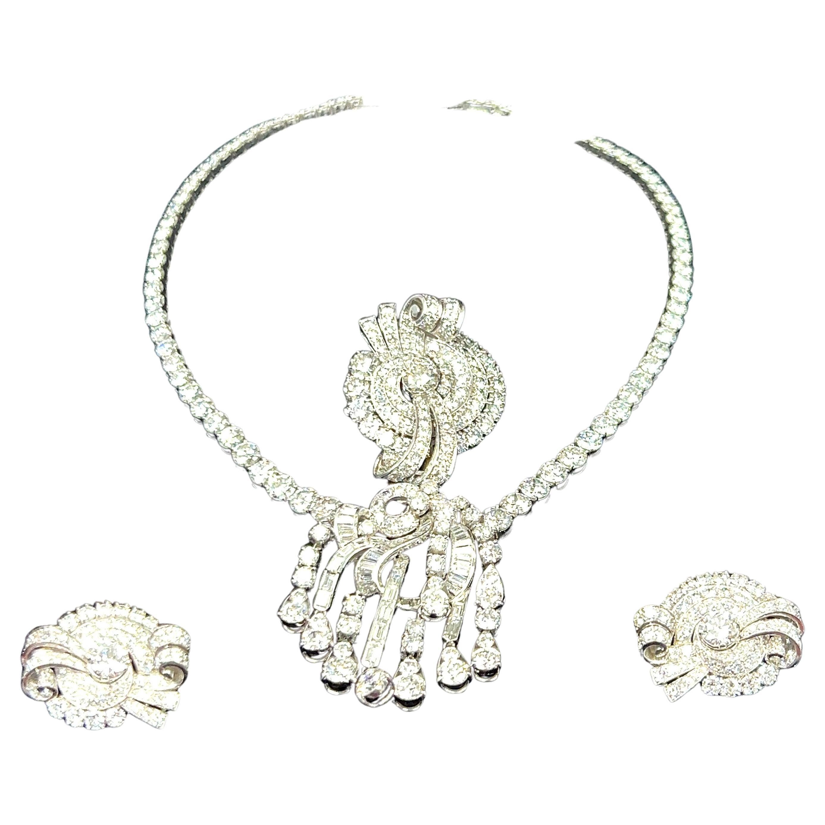 58.05 Carat Round Brilliant G VS1 Diamond 18K White Gold Gems Stone Necklace