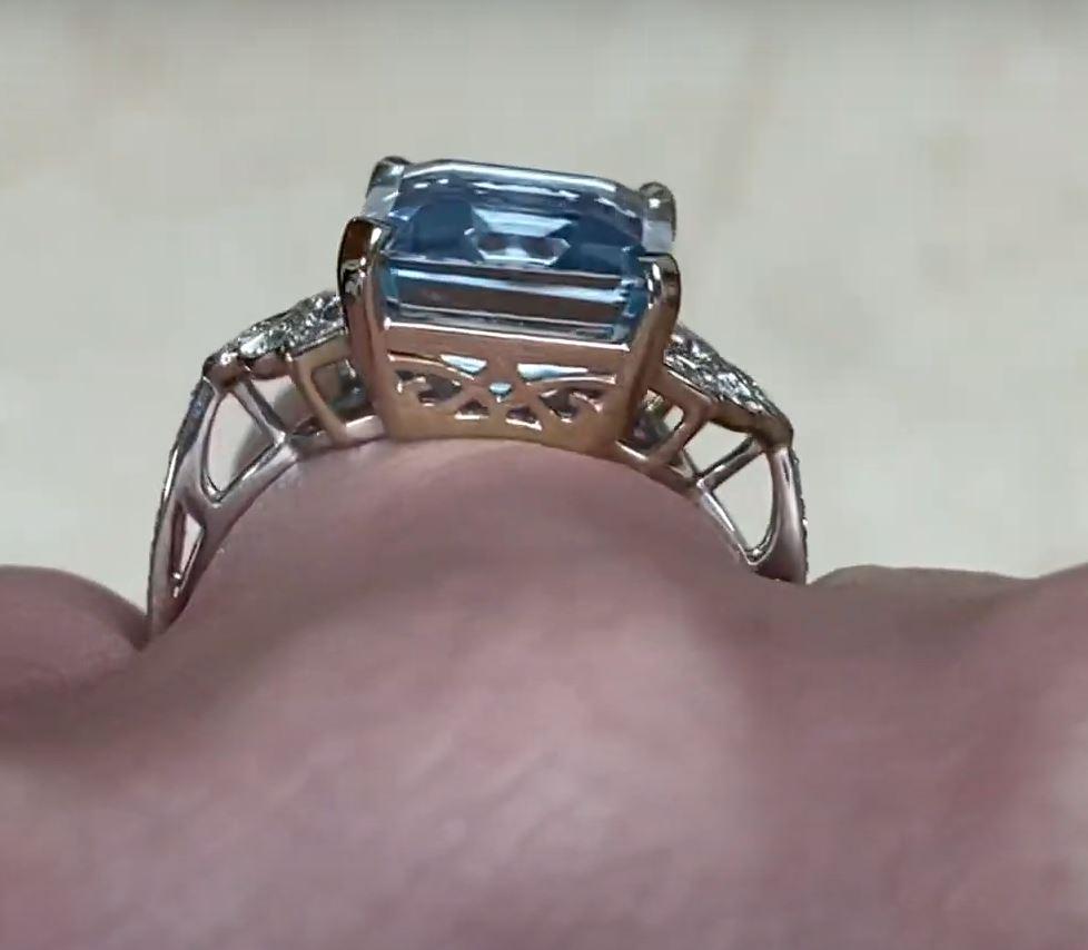 5.80ct Emerald Cut Aquamarine Engagement Ring, 18k White Gold 3