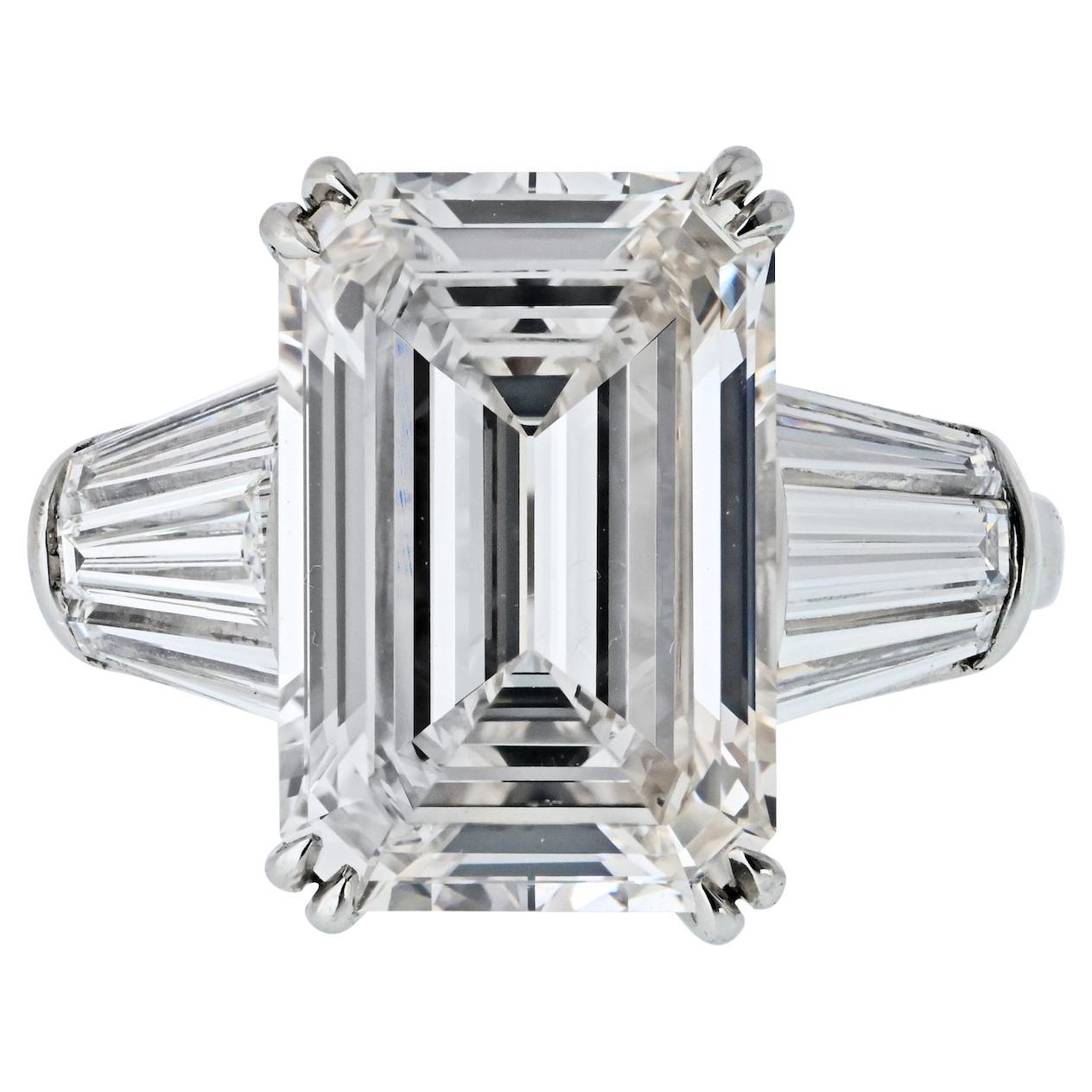 Anello di fidanzamento con diamante taglio smeraldo 5,80 Nature certificato GIA