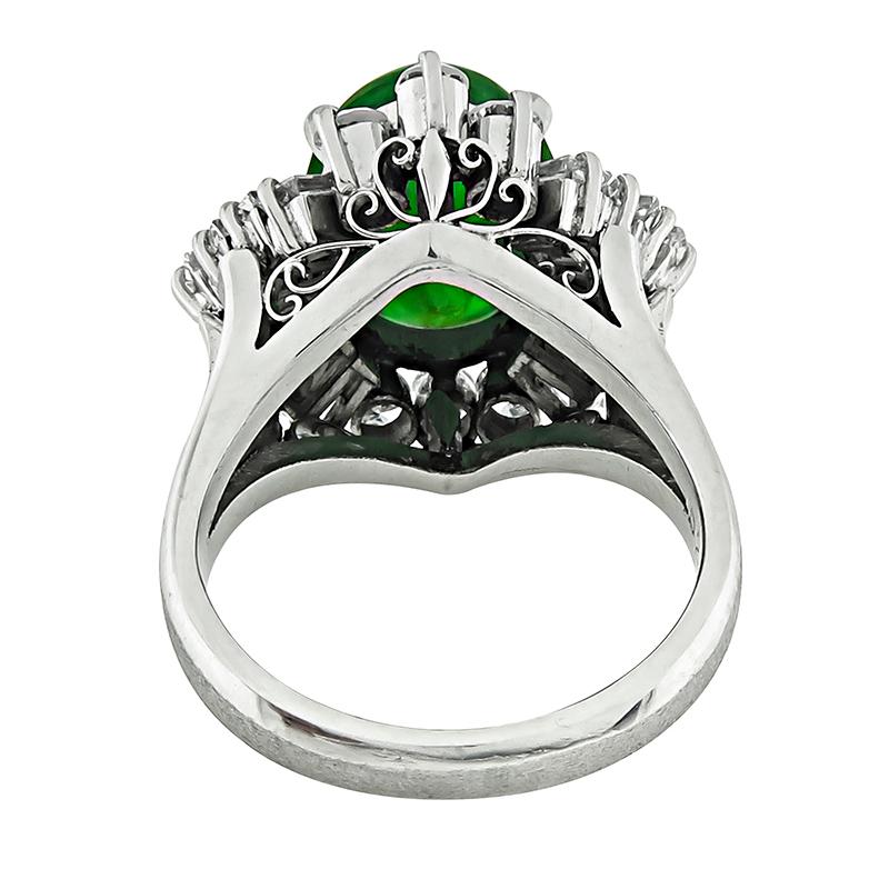 5.80 Carat Jade 2.43 Carat Diamond Cocktail Ring In Good Condition For Sale In New York, NY