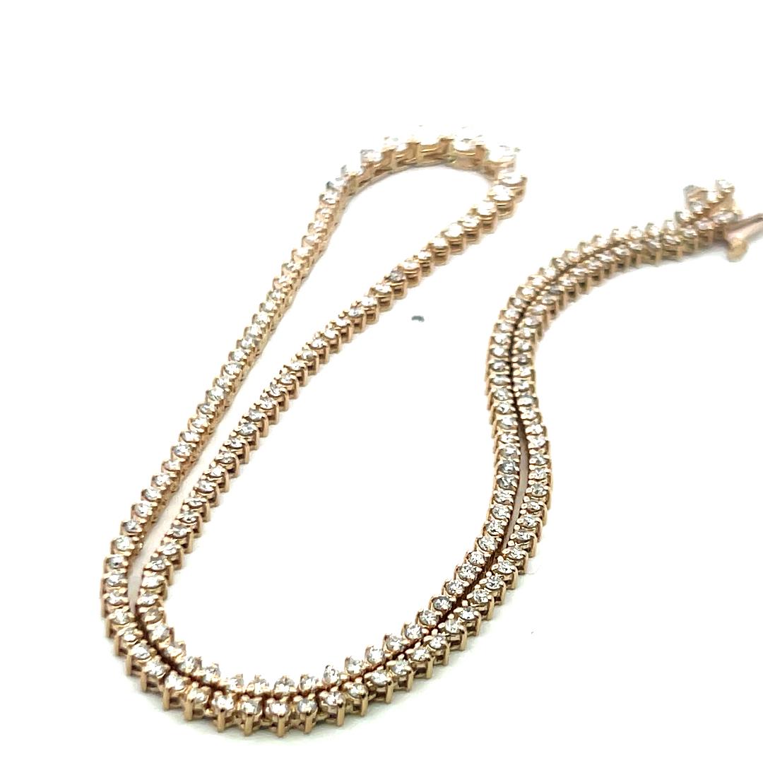 Collana Riviera con diamanti tondi e brillanti da 5,80 carati in oro giallo 14K (F VS) in vendita 5
