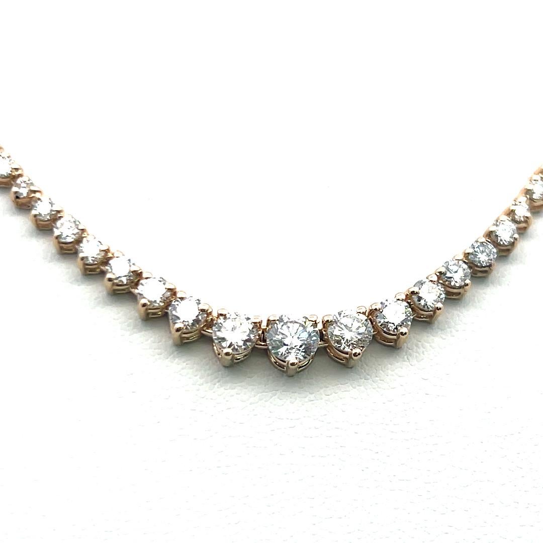 Donna Collana Riviera con diamanti tondi e brillanti da 5,80 carati in oro giallo 14K (F VS) in vendita