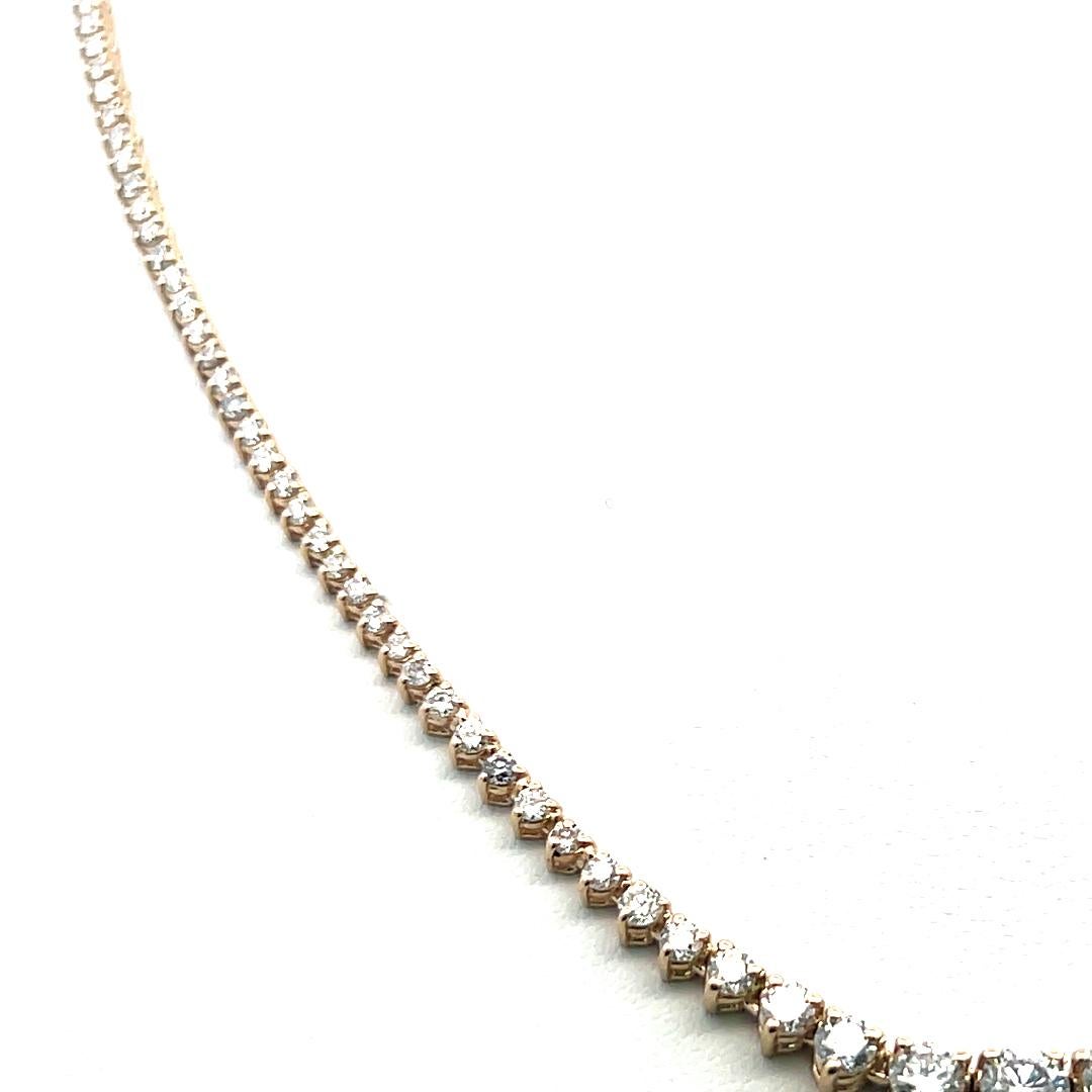 Collana Riviera con diamanti tondi e brillanti da 5,80 carati in oro giallo 14K (F VS) in vendita 2