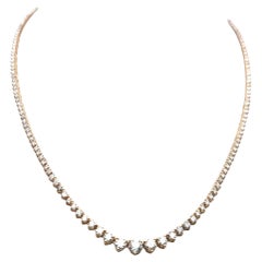 Collier Riviera en or jaune 14 carats, diamant rond brillant de 5,80 ct (F VS)