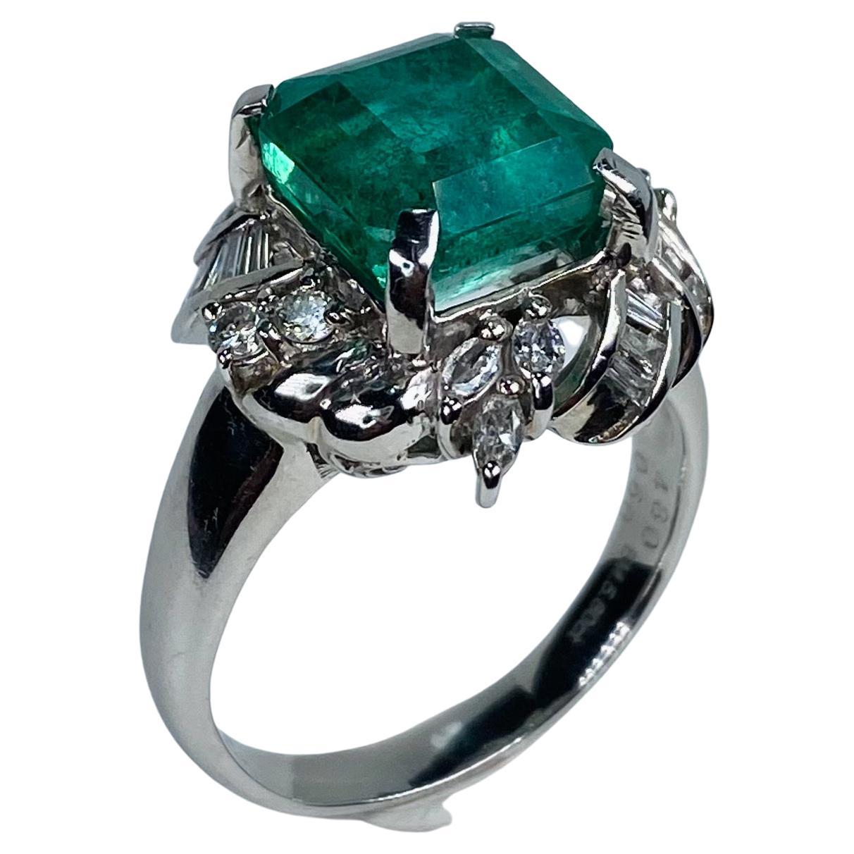 5.80ct Zambian Emerald Ring For Sale