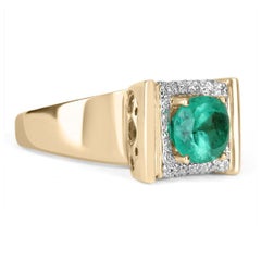 6.08tcw 14K Colombian Emerald-Oval Cut & Diamond East to West Gold Vintage Ring