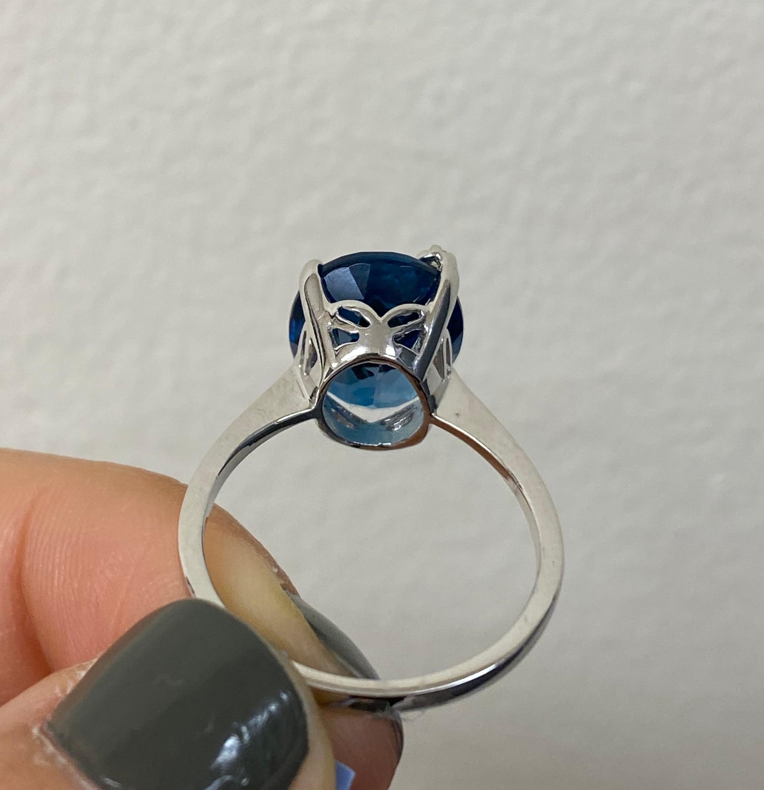 5.81 Carat Blue Topaz and Diamond Ring In New Condition In GREAT NECK, NY