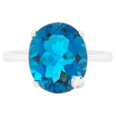 5.81 Carat Blue Topaz and Diamond Ring