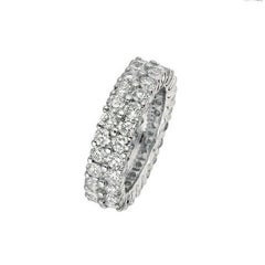 5,81 Karat natürlicher 2-reihiger Diamant Ewigkeitsring G SI 18 Karat Weißgold