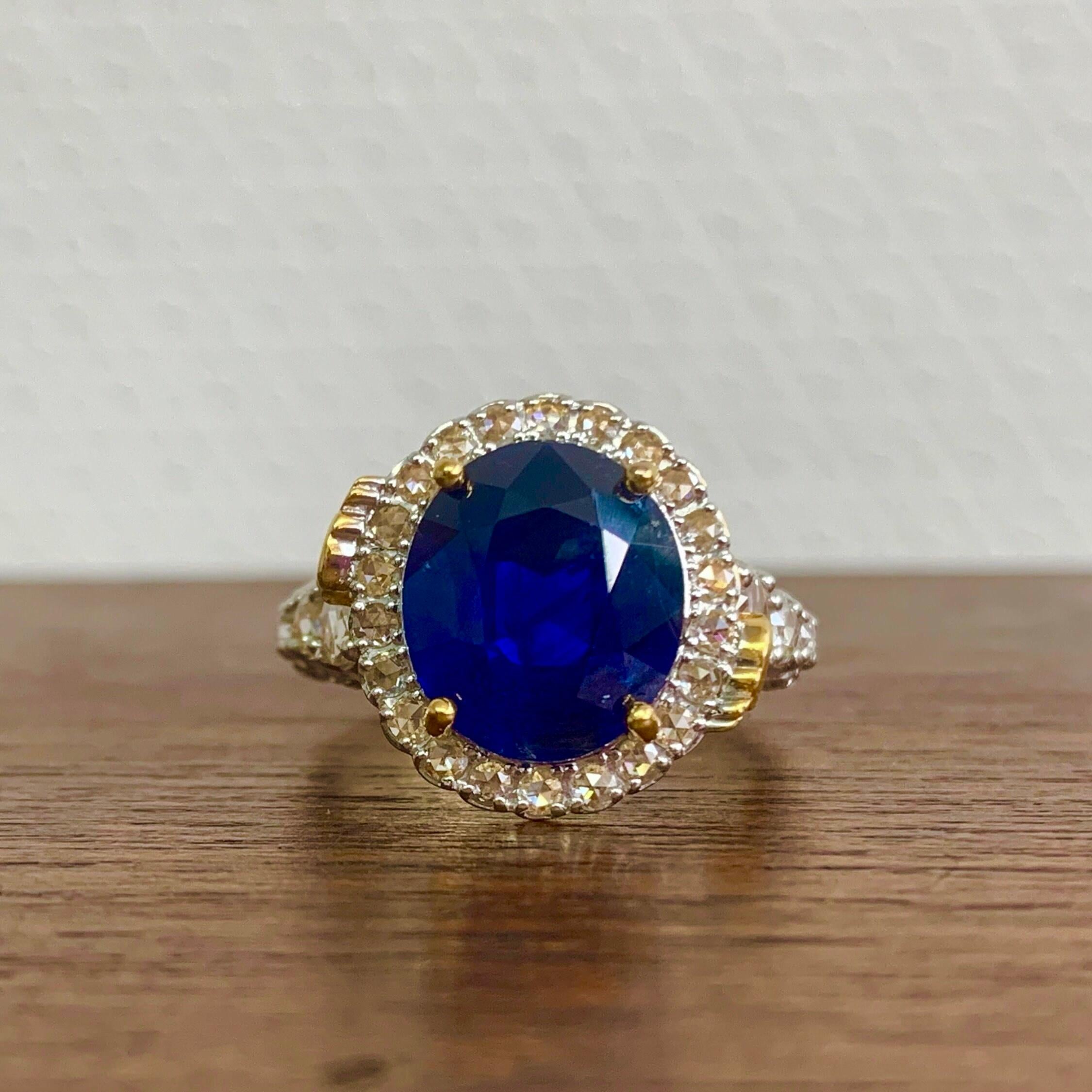 Indulge in the allure of exquisite jewelry with this captivating Ceylon Sapphire ring, a treasure that will leave all vintage jewelry enthusiasts and sapphire lovers delighted. Ceylon Sapphires, known for their extraordinary beauty, are among the