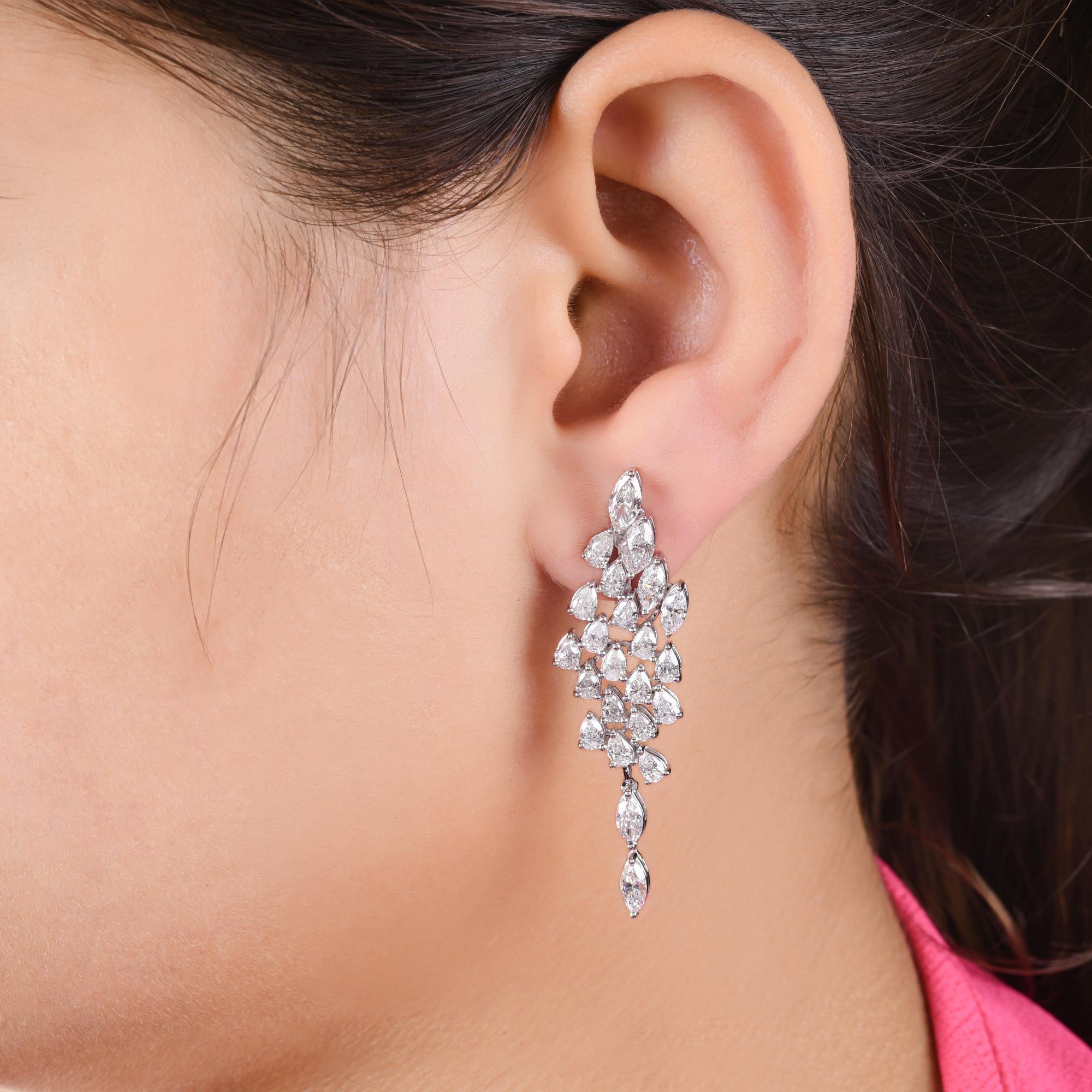 Modern 5.81 Carat SI/H Marquise Pear Brilliant Cut Diamond Earrings 18 Karat White Gold For Sale