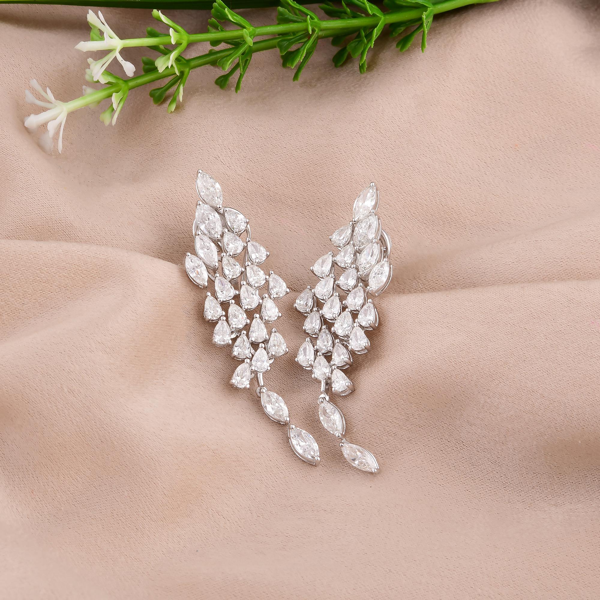 Pear Cut 5.81 Carat SI/H Marquise Pear Brilliant Cut Diamond Earrings 18 Karat White Gold For Sale