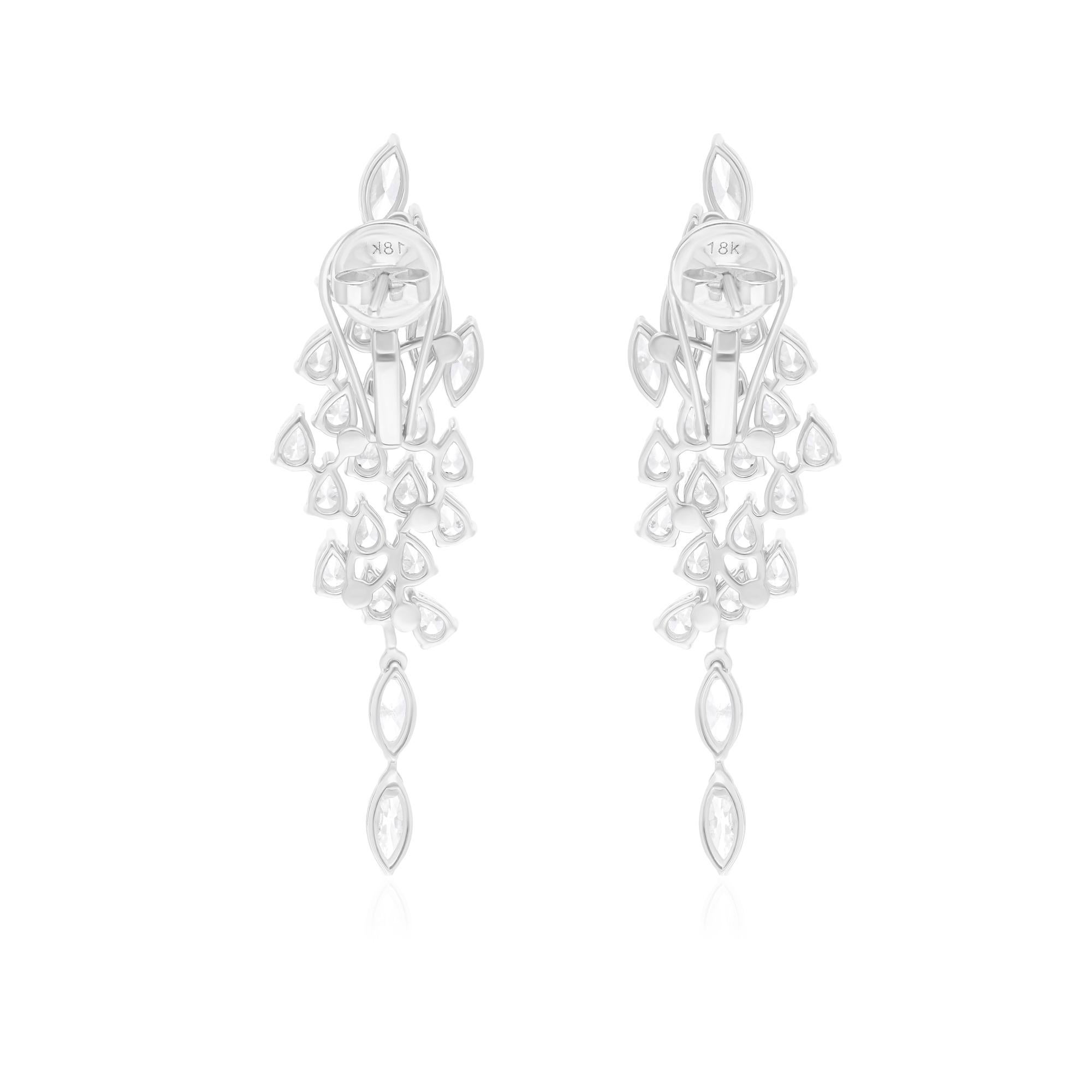 5.81 Carat SI/H Marquise Pear Brilliant Cut Diamond Earrings 18 Karat White Gold In New Condition For Sale In Diera, Dubai