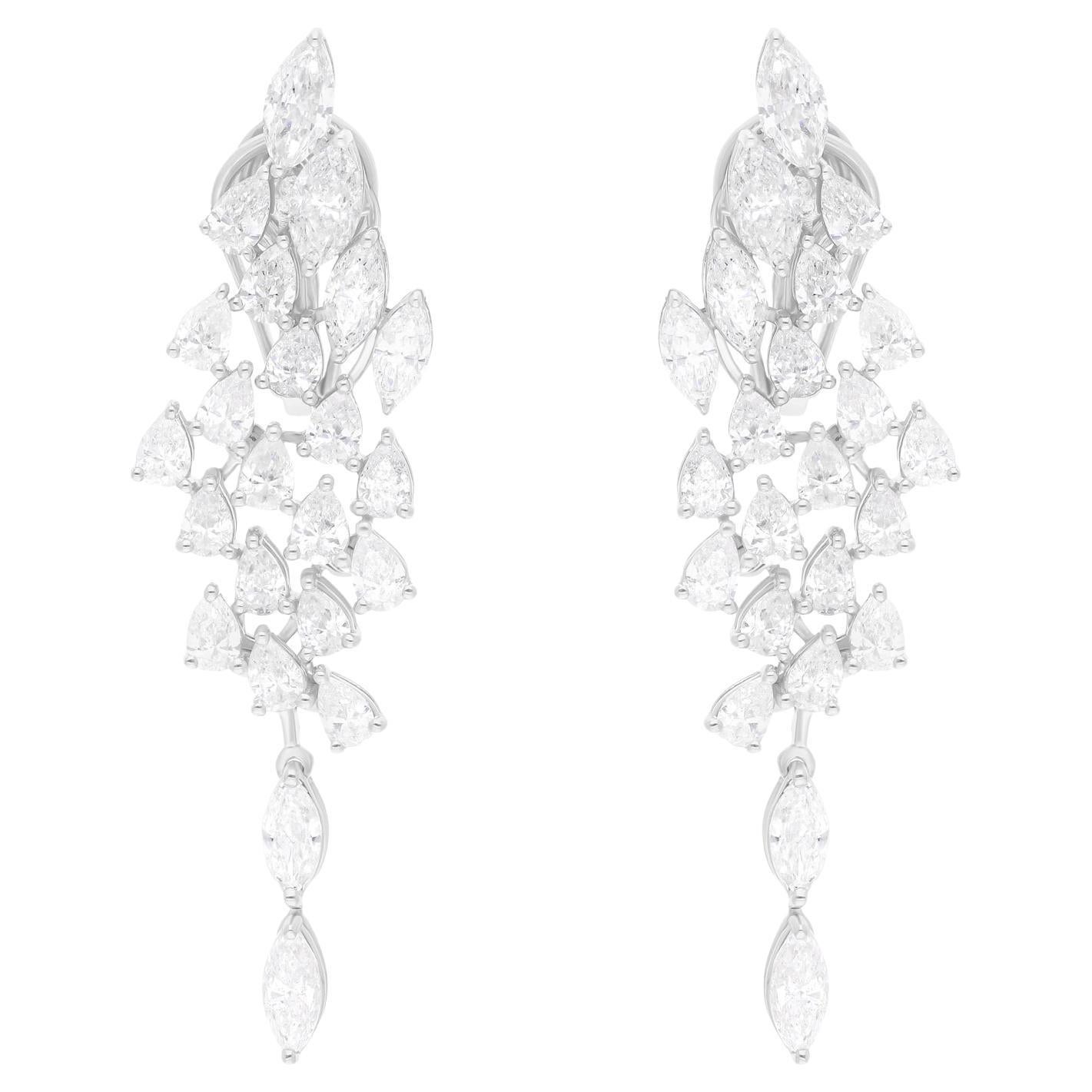 5.81 Carat SI/H Marquise Pear Brilliant Cut Diamond Earrings 18 Karat White Gold