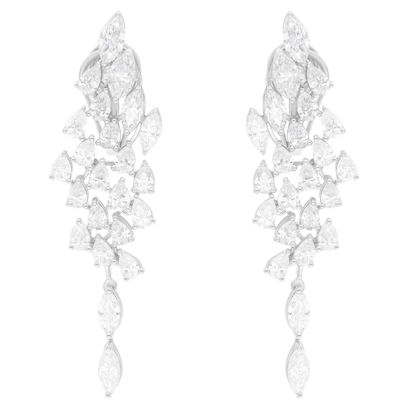 5,81 Carati SI/H Marquise Pear Brilliante Taglio Diamante Orecchini in Oro Bianco 18 Carati