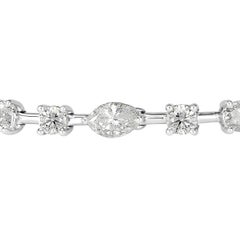 5.81ct Oval Cut Marquise Cut & Round Brilliant Cut Diamond Bracelet in 18k Gold