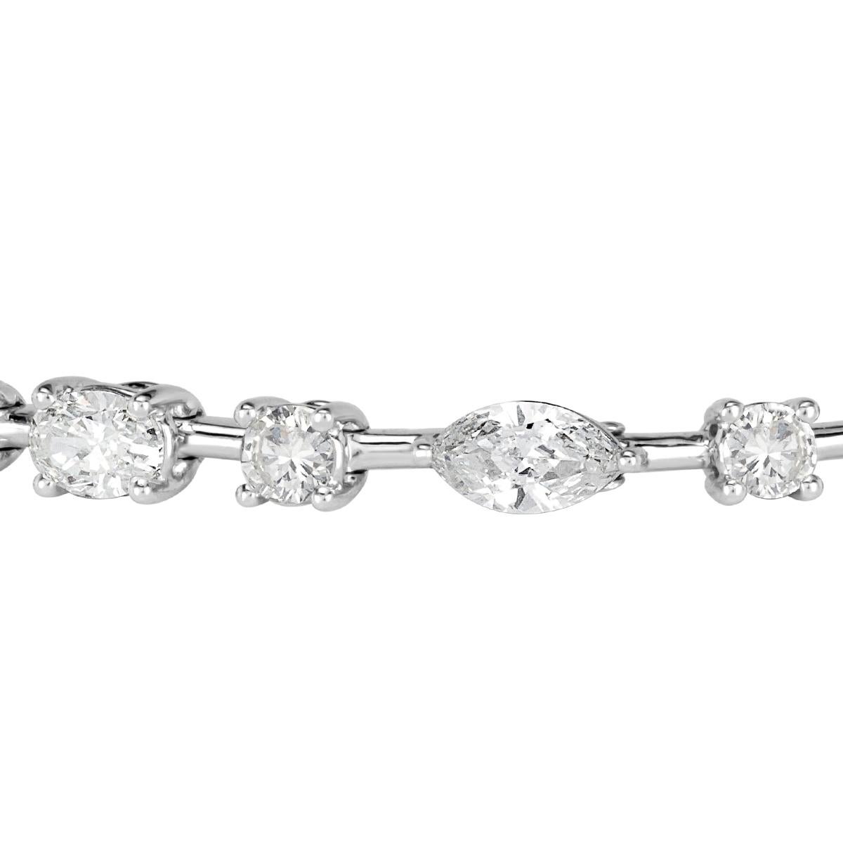 5.81ct Oval Cut Marquise Cut & Round Brilliant Cut Diamond Bracelet in 18k Gold In New Condition For Sale In Los Angeles, CA