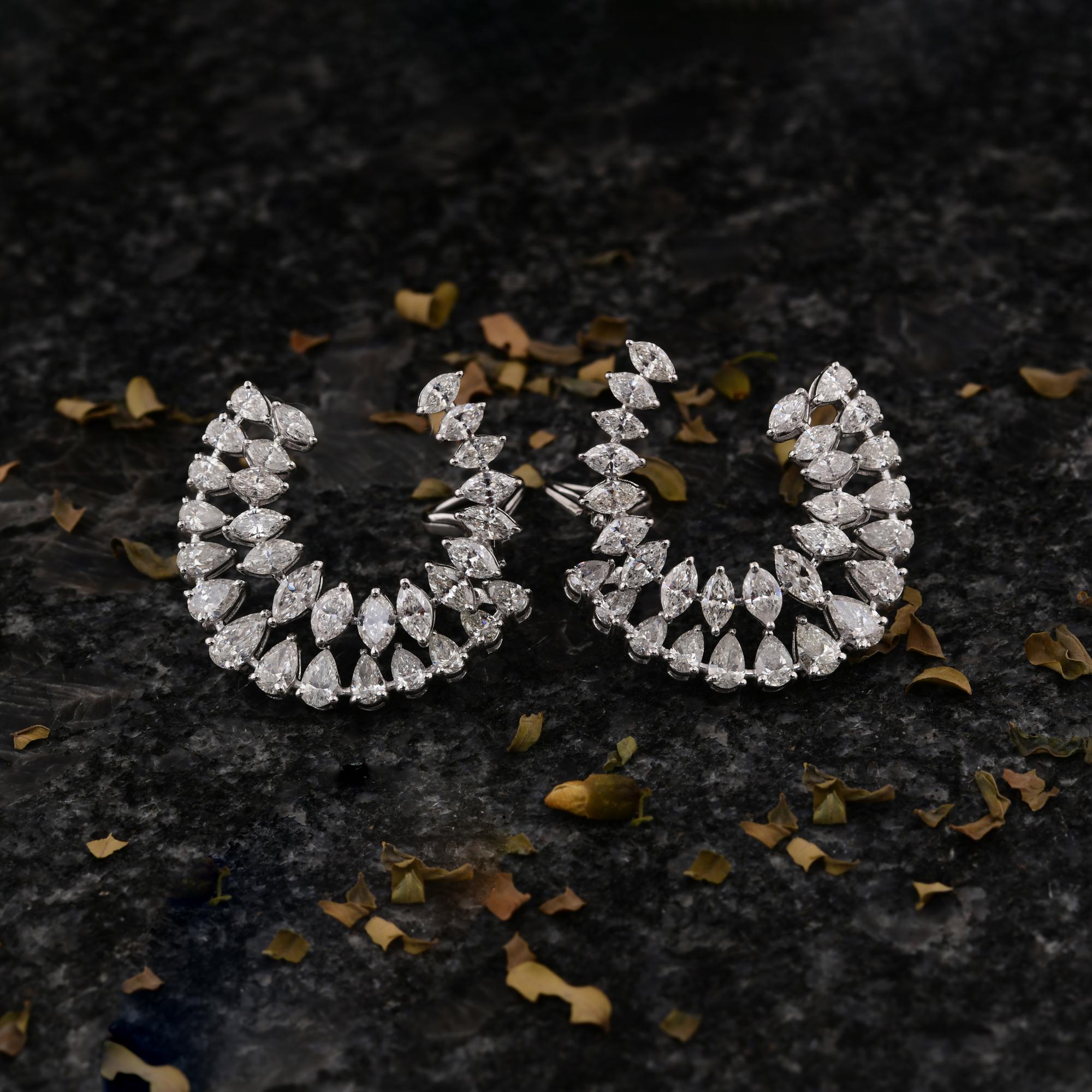 Modern 5.82 Carat SI/H Pear Marquise Diamond Earrings 18 Karat White Gold Fine Jewelry For Sale