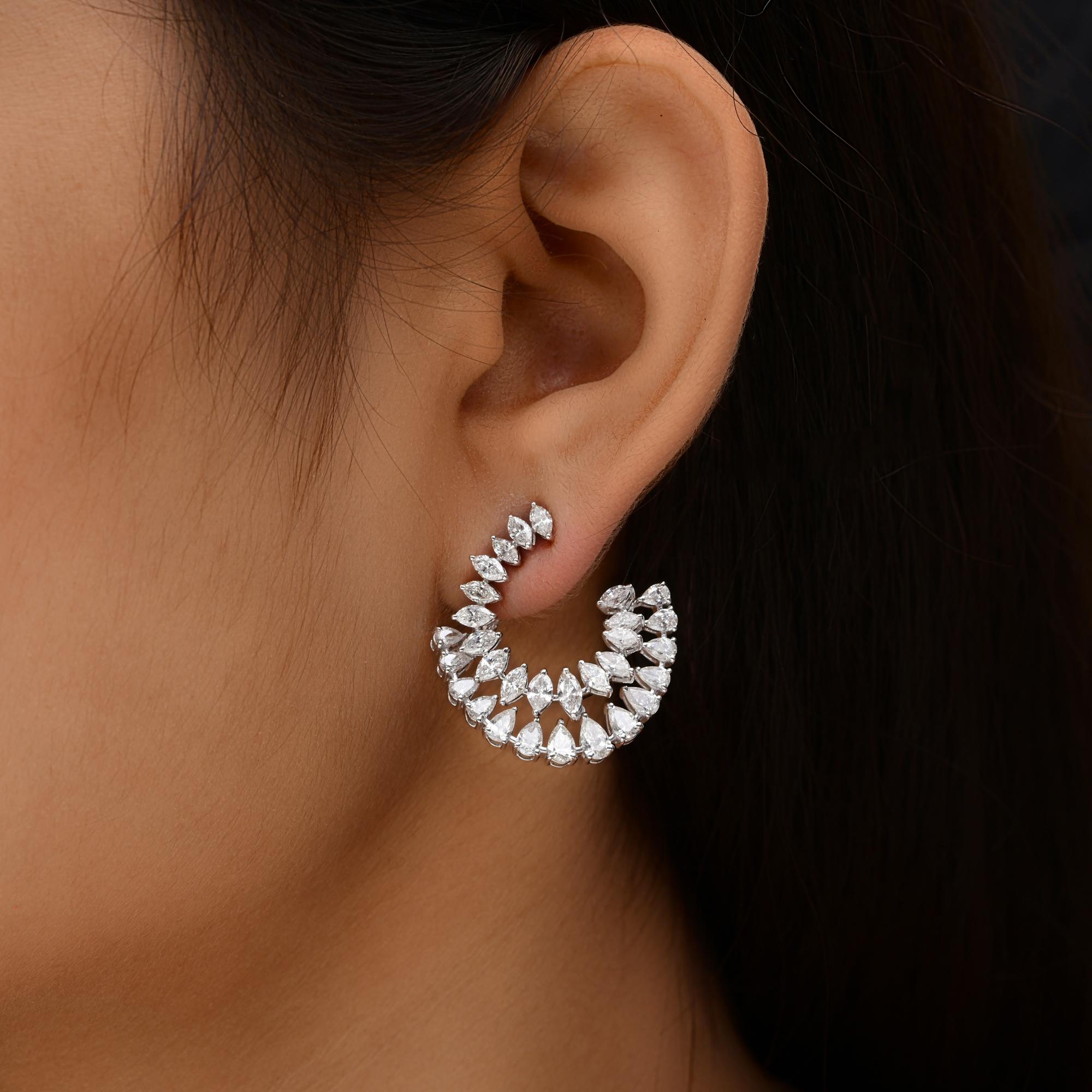 5.82 Carat SI/H Pear Marquise Diamond Earrings 18 Karat White Gold Fine Jewelry In New Condition For Sale In Diera, Dubai