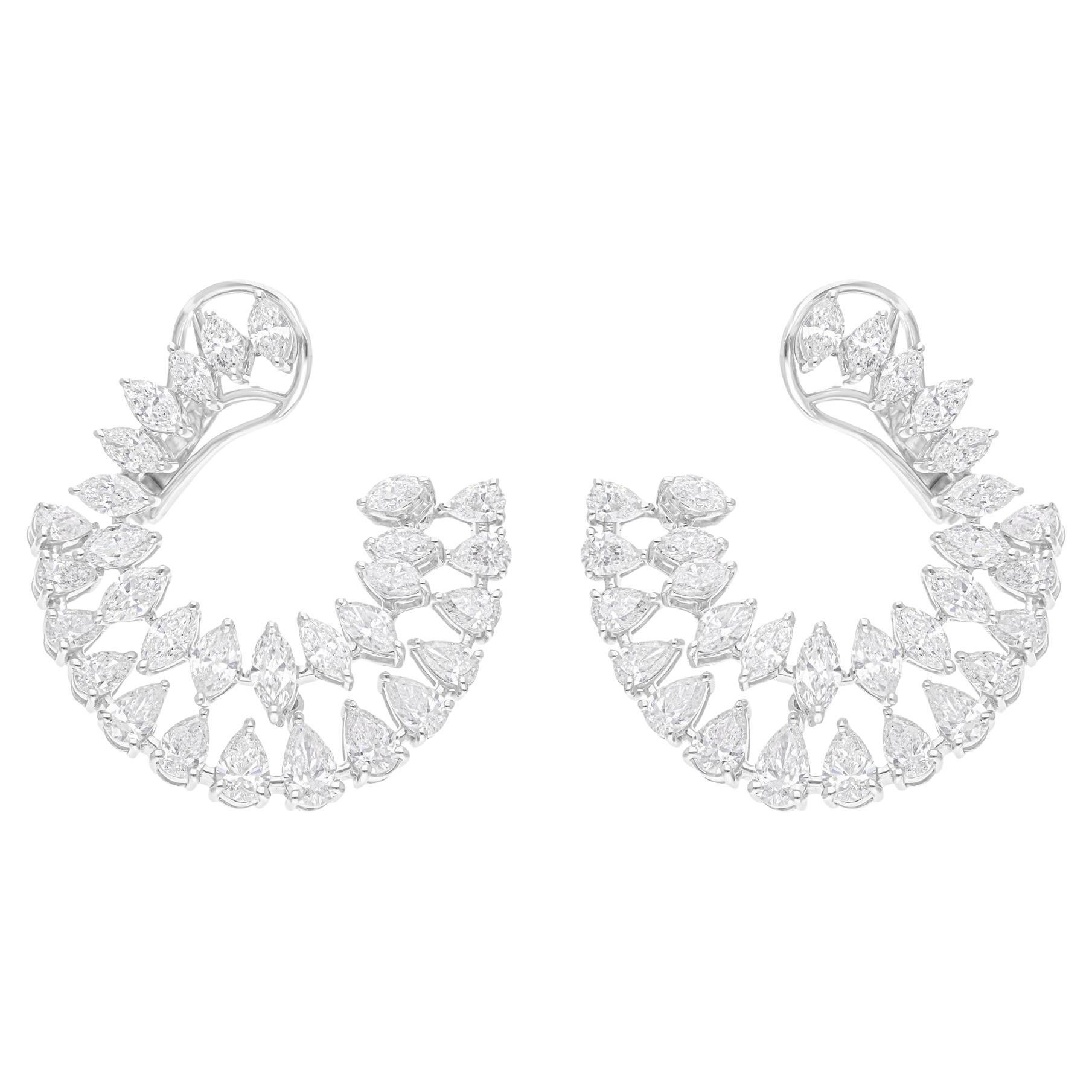 5.82 Carat SI/H Pear Marquise Diamond Earrings 18 Karat White Gold Fine Jewelry