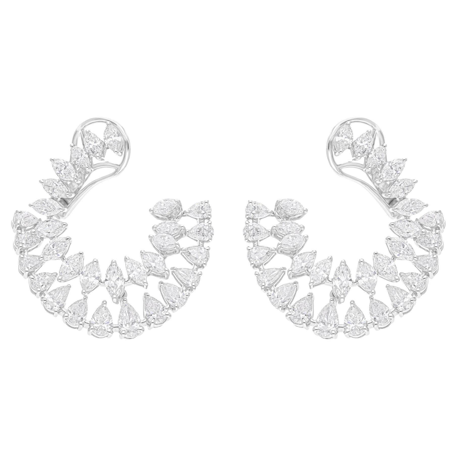 5.82 Carat SI/H Pear Marquise Diamond Earrings 18 Karat White Gold Fine Jewelry
