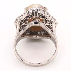 5.80 Ct White Opal Diamond Platinum Ballerina Cocktail Ring Fine Estate Jewelry