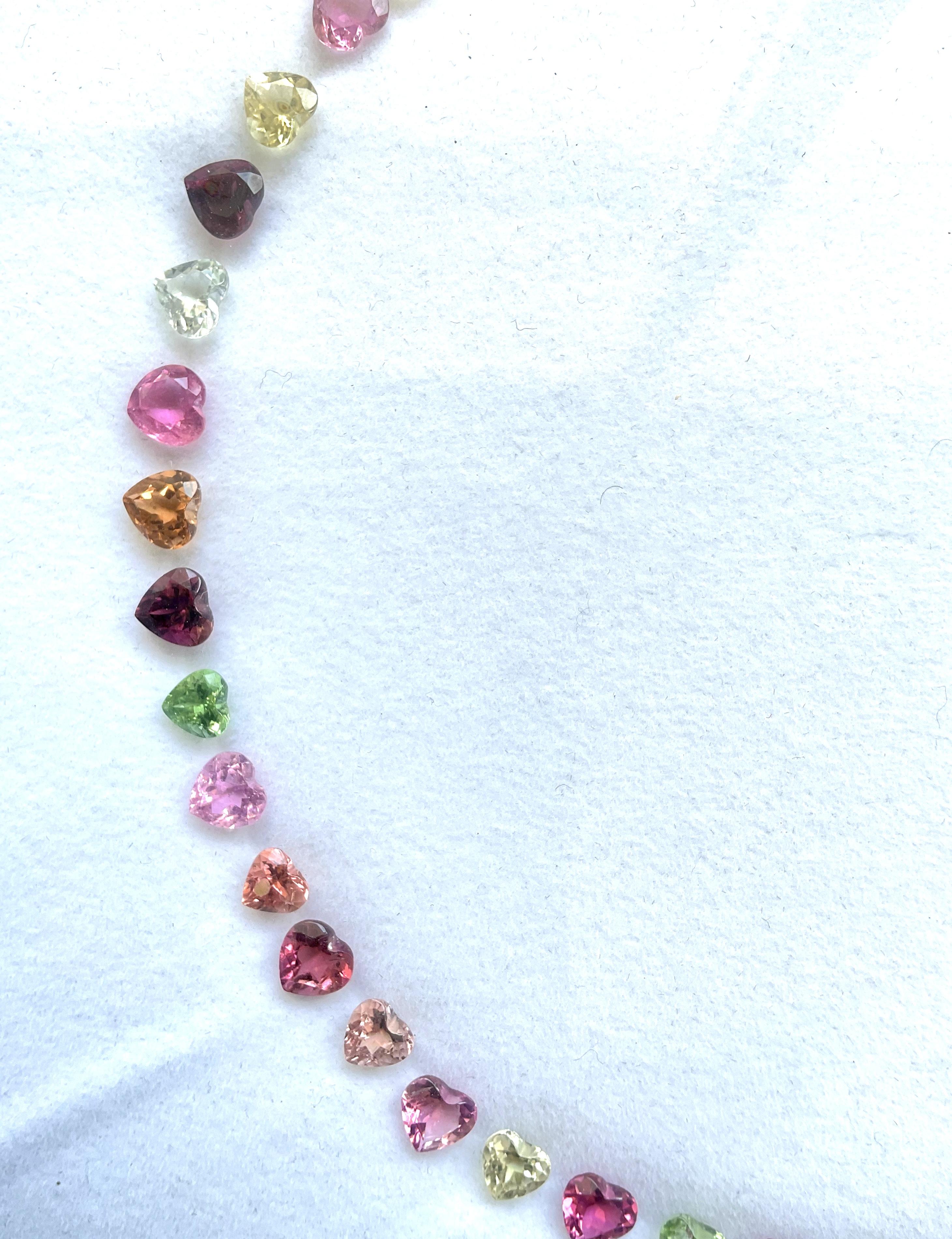 Heart Cut 58.20 Carats Heart Tourmaline Layout Suite Faceted cutstones Natural Gemstone For Sale