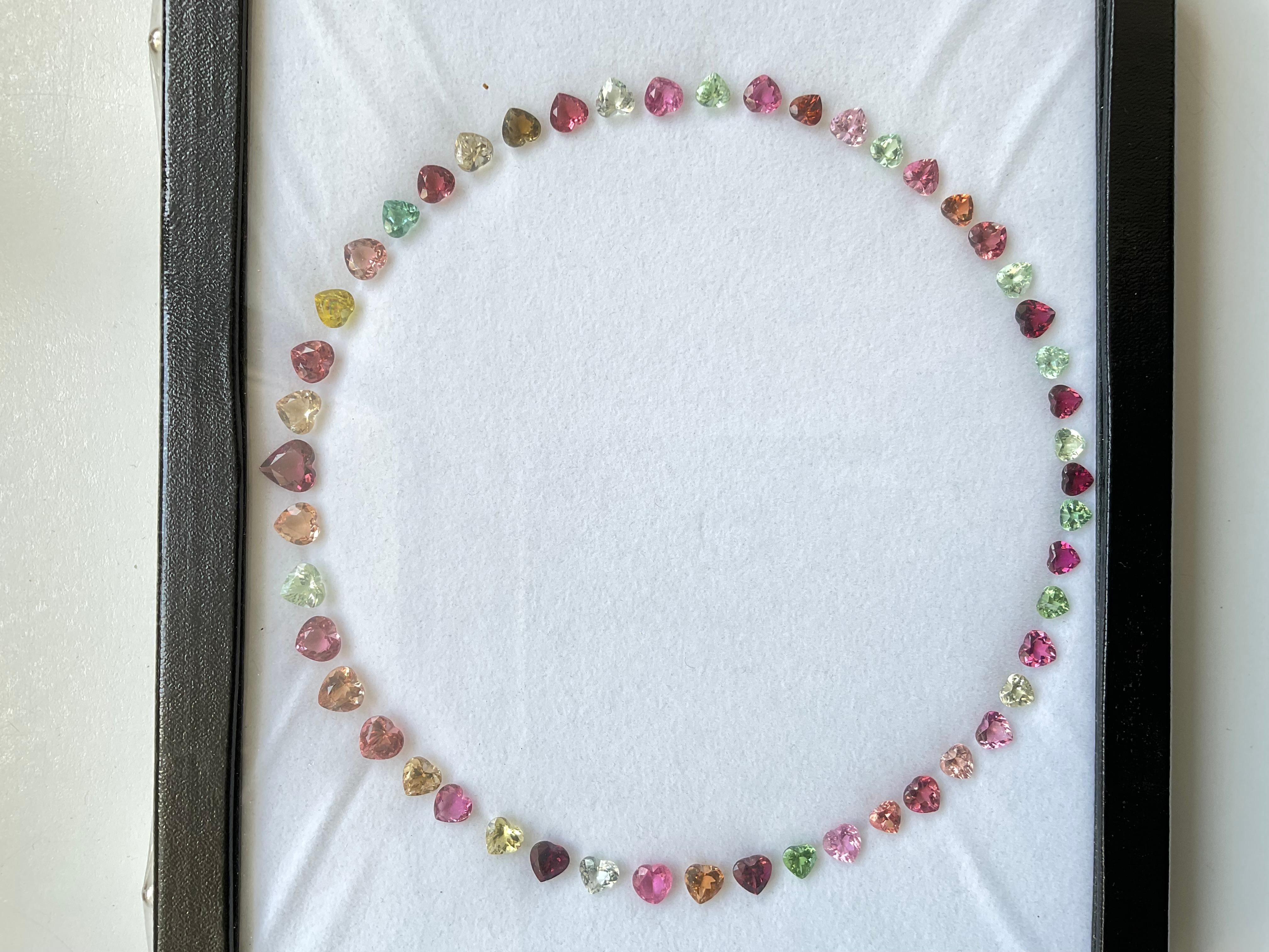 58.20 Carats Heart Tourmaline Layout Suite Faceted cutstones Natural Gemstone In New Condition For Sale In Jaipur, RJ