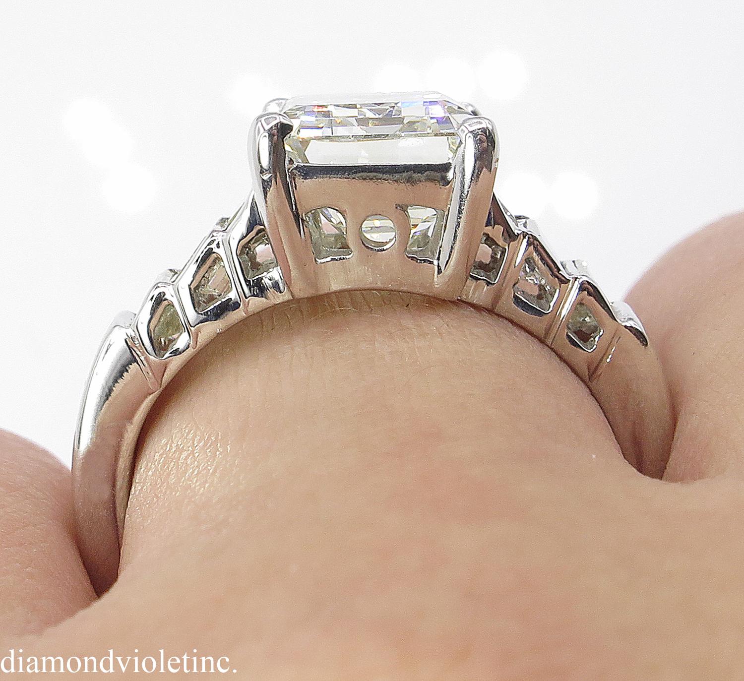 5.82 Carat Vintage Emerald Cut Diamond Engagement Wedding White Gold Ring 10