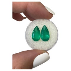 5.82tcw 14x8 Pear-Cut Matching Colombian Emeralds - Genuine Loose Gems