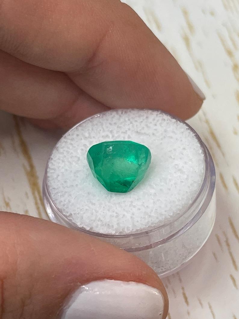 Women's 5.83 Carat 11x11 Green Colombian Emerald - Cushion Cut Genuine May Birthstone For Sale