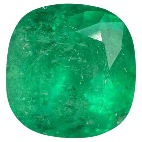 Émeraude colombienne verte de 5,83 carats 11x11, taille coussin, véritable pierre de naissance de mai