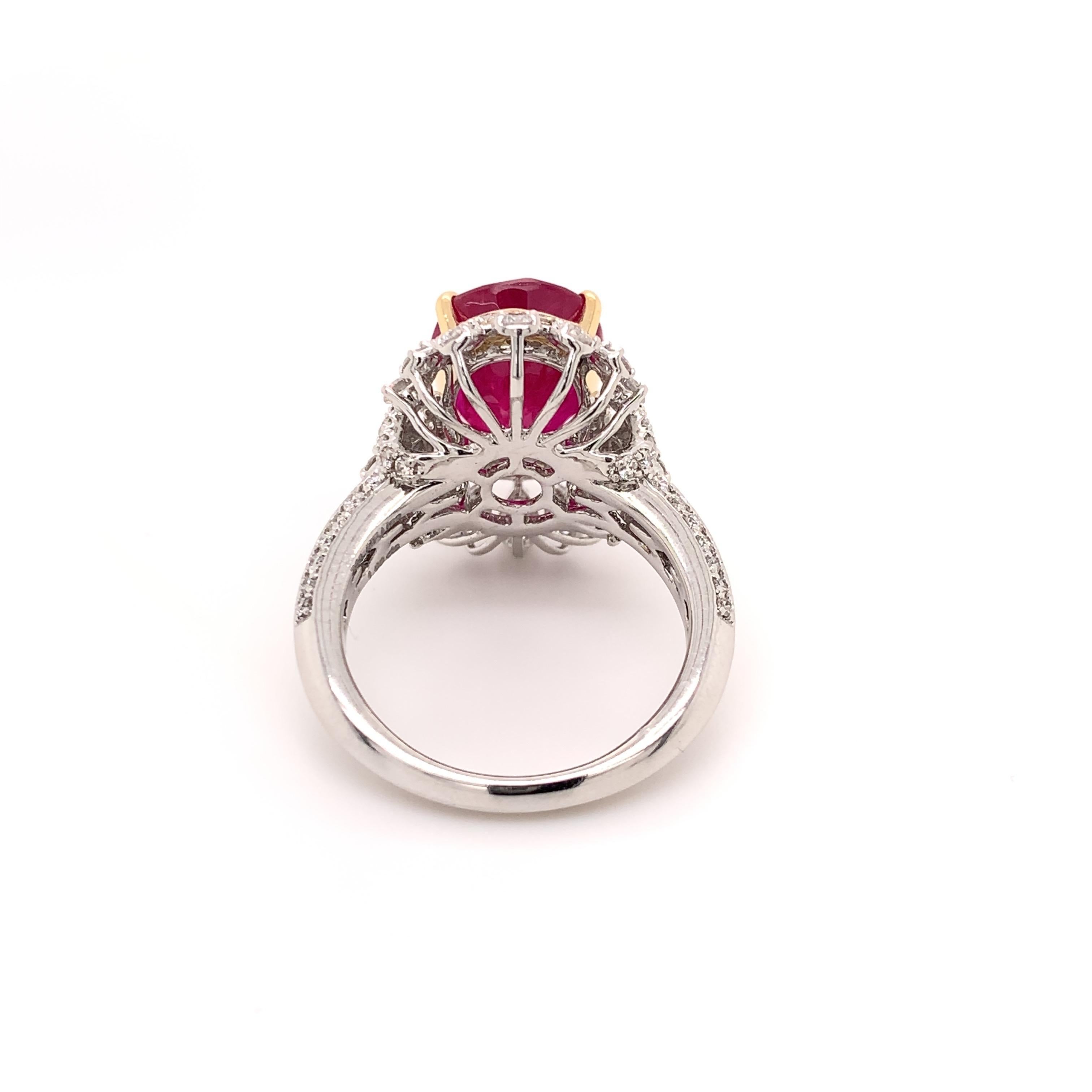 Contemporary 5.83 Carat Mozambique Ruby Cocktail Ring